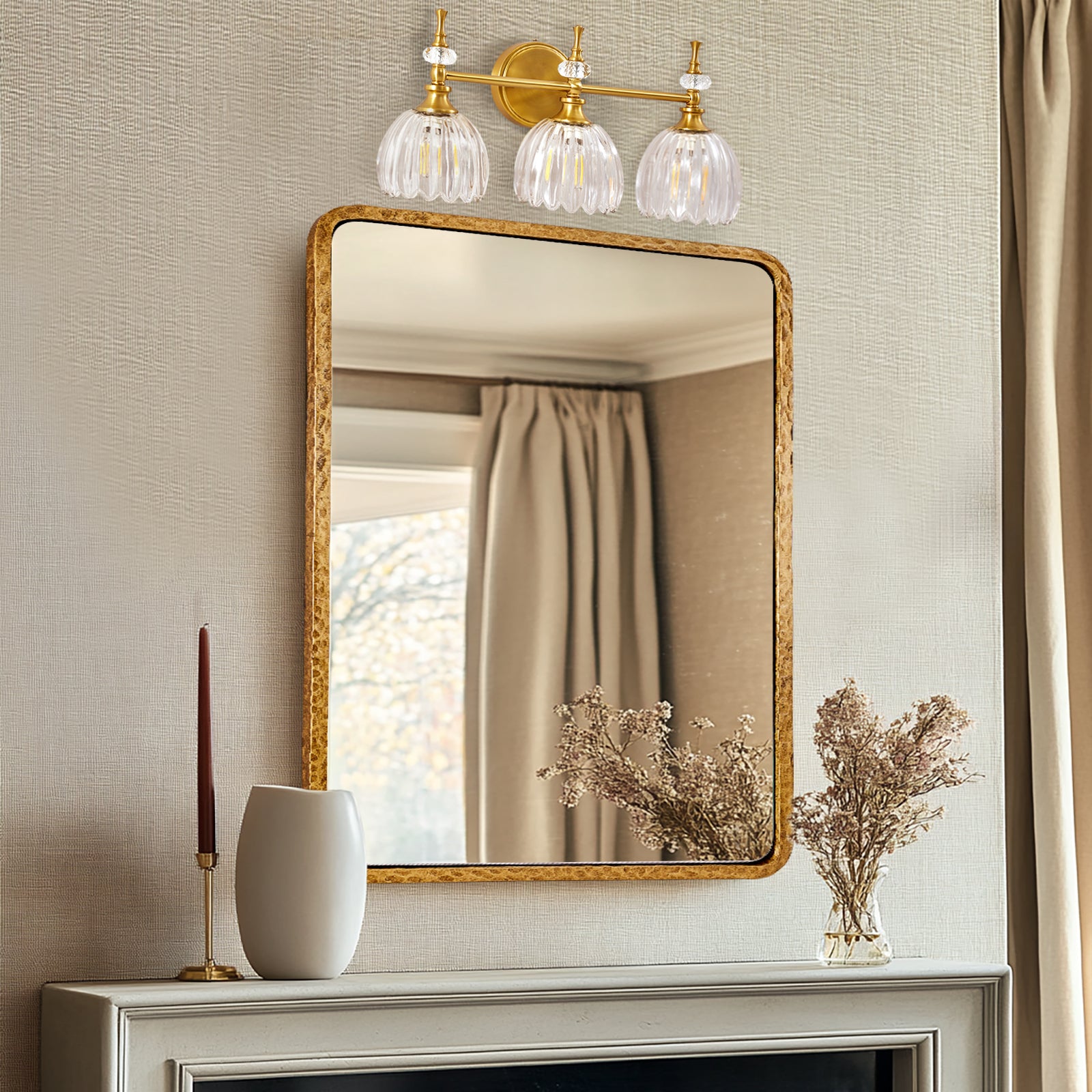 Contemporary Bathroom Vanity Light Fixtures with Tulip Glass Shade Sconces for Bath,Bedroom, Hallway