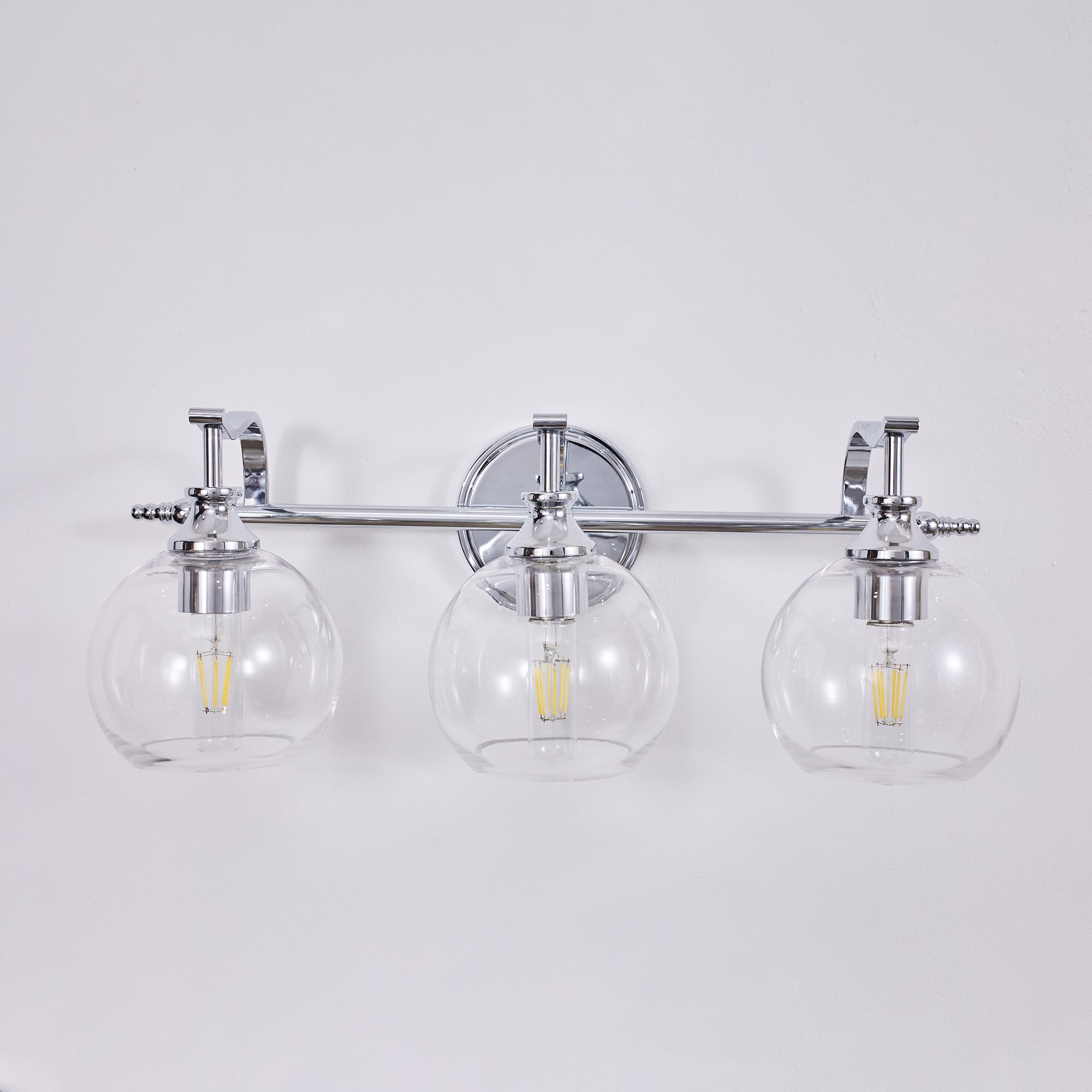 Modern Metal Crank Frame Clear Globe Glass Shade Wall Sconces for Bathroom, Living Room