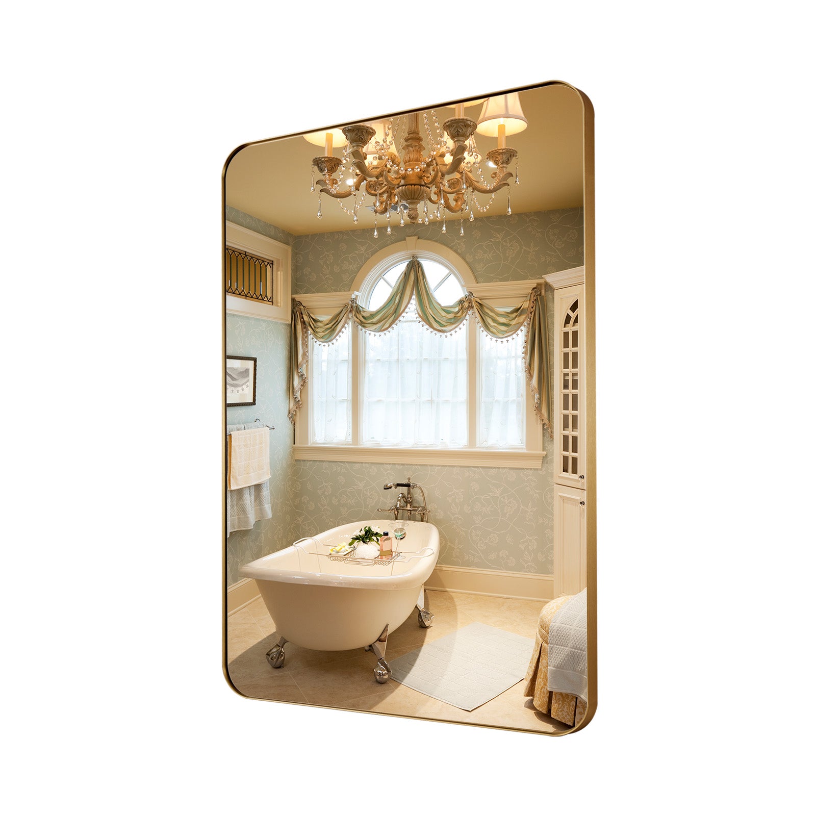 Minimalist Modern Rounded Rectangular Bathroom Mirrors