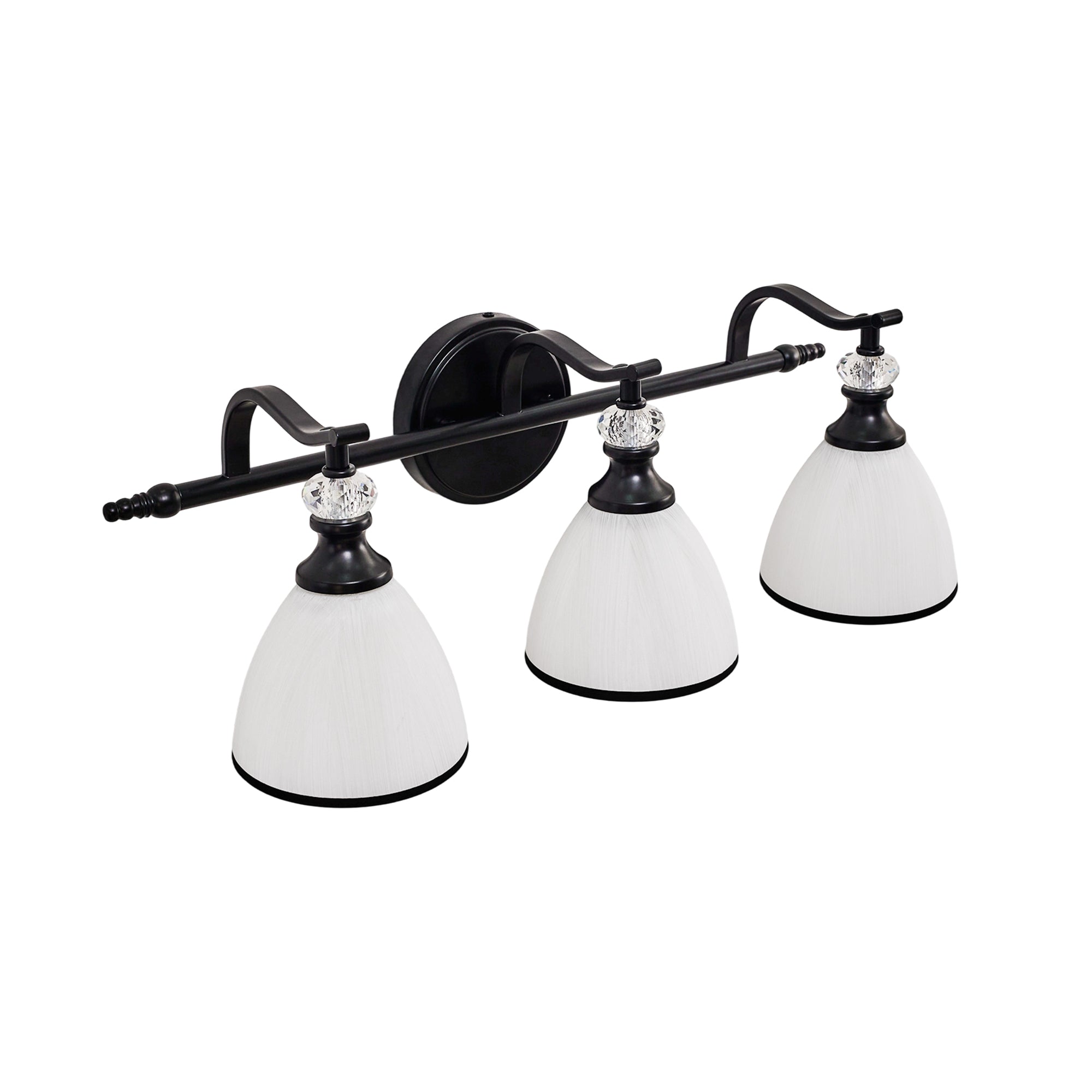 Artistical Metal Crank Frame White Frosted Trumpet Shade Bathroom Sconces