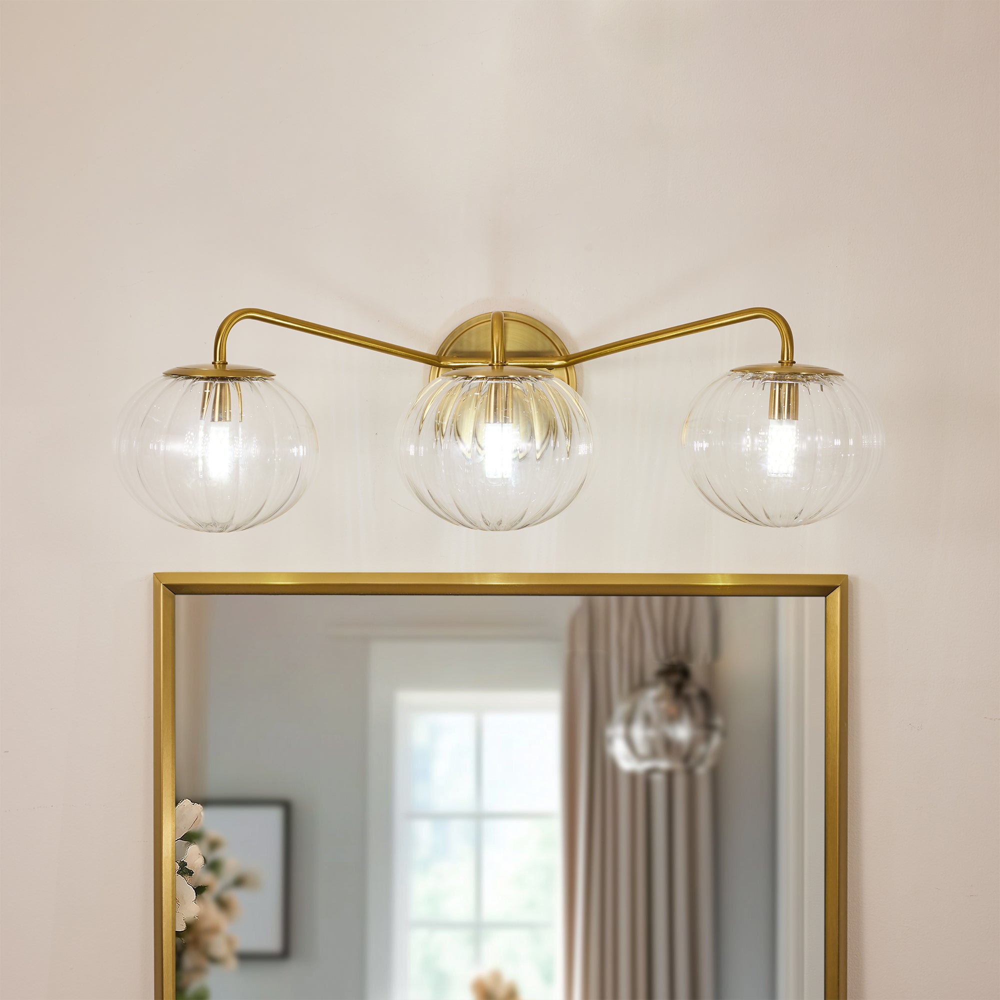 Contemporary Pumpkin Clear Glass Shades Bathroom Wall Sconce