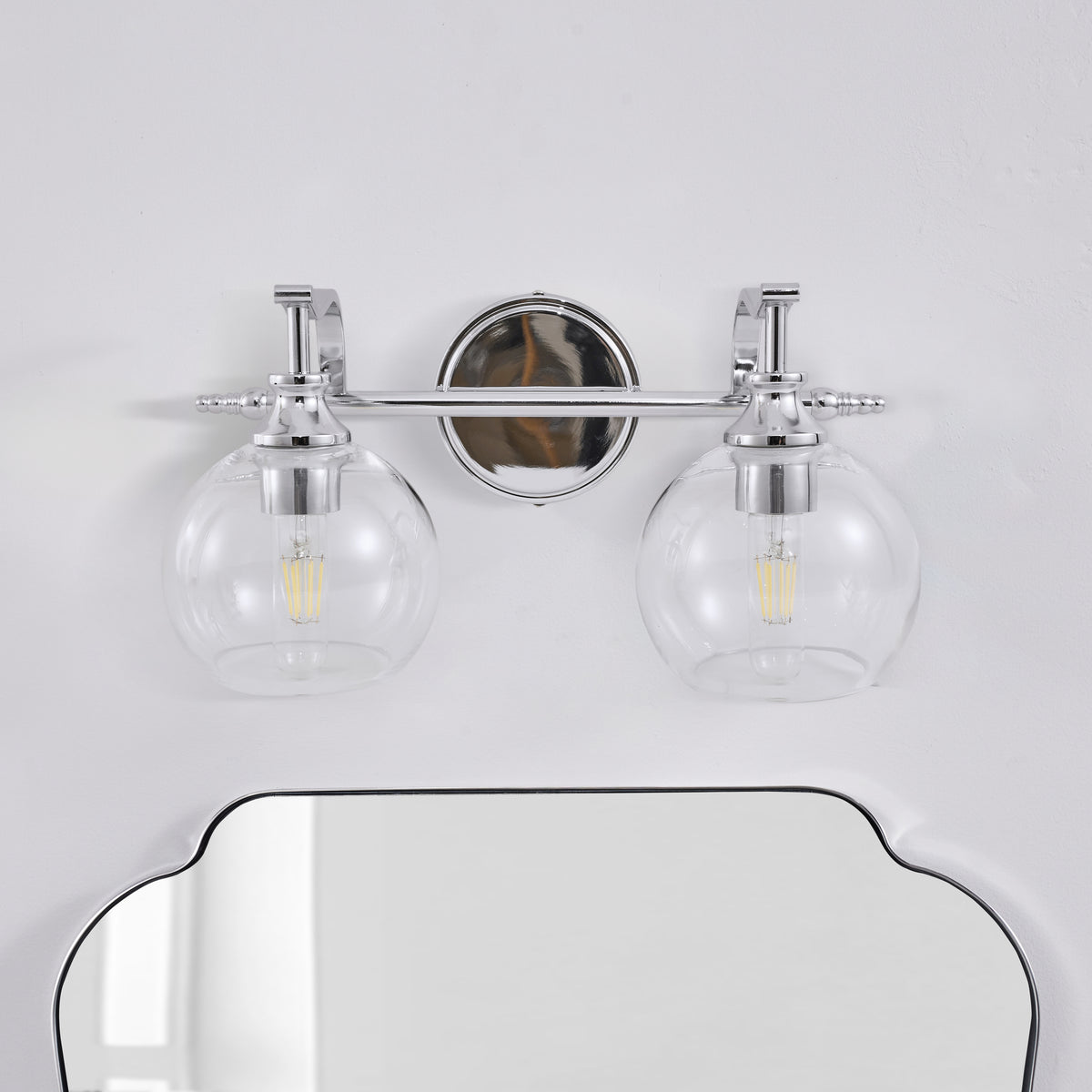 Modern Clear Globe Glass Shade Bathroom Vanity Light
