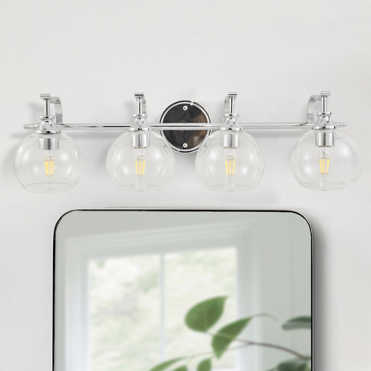 Modern Clear Globe Glass Shade Bathroom Vanity Light