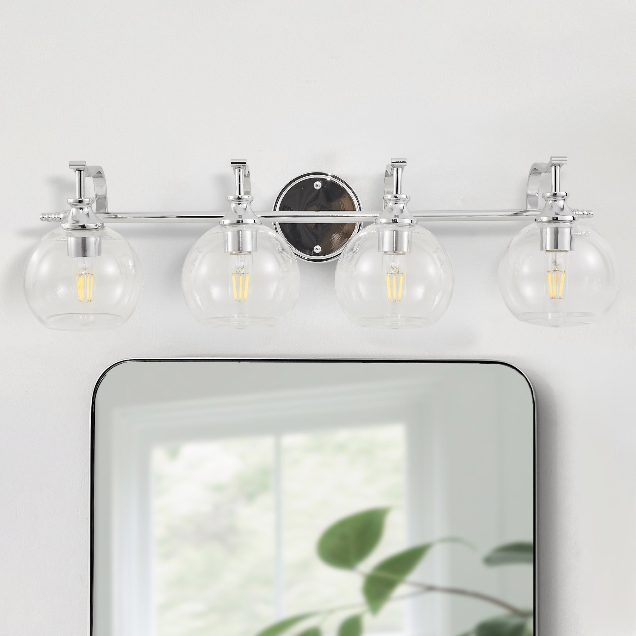 Modern Clear Globe Glass Shade Metal Crank Frame Bathroom Sconces