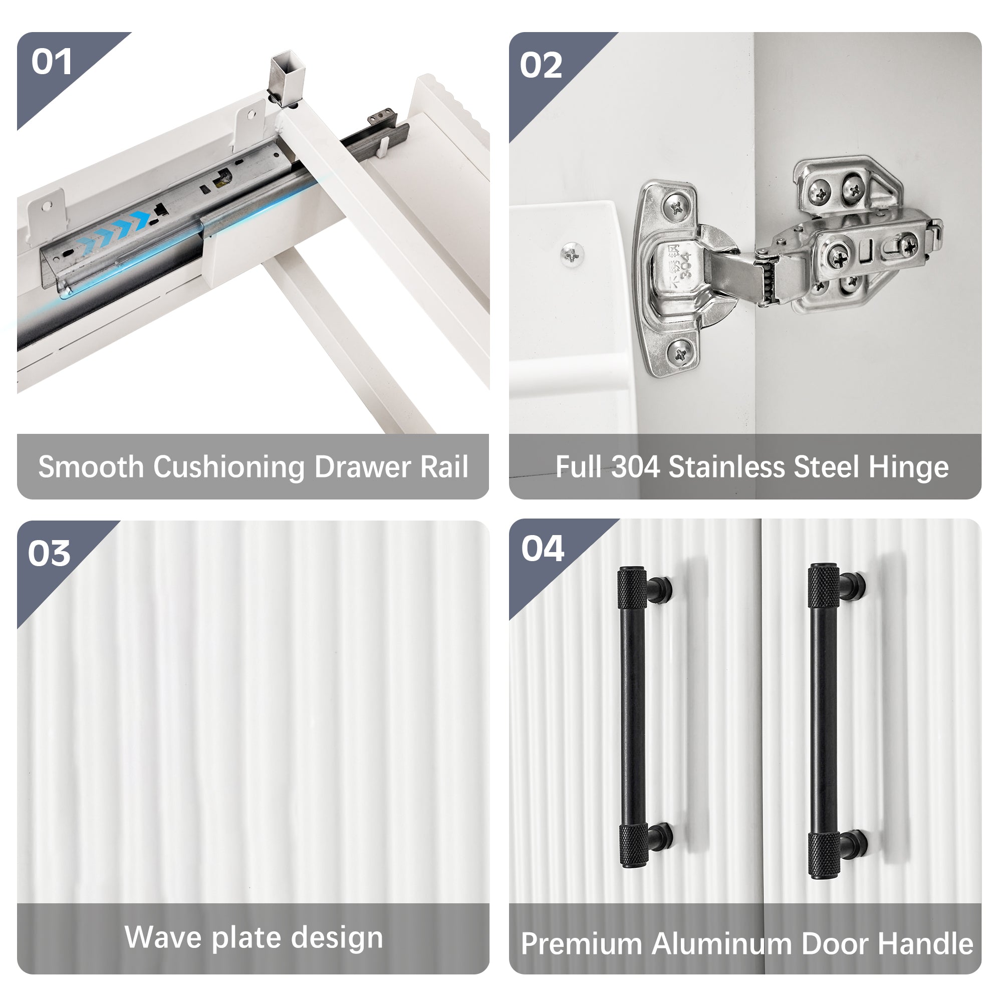 Modern Bathroom Vanities with Sink Combo Wave Bathroom Cabinet with Shelf and Drawer