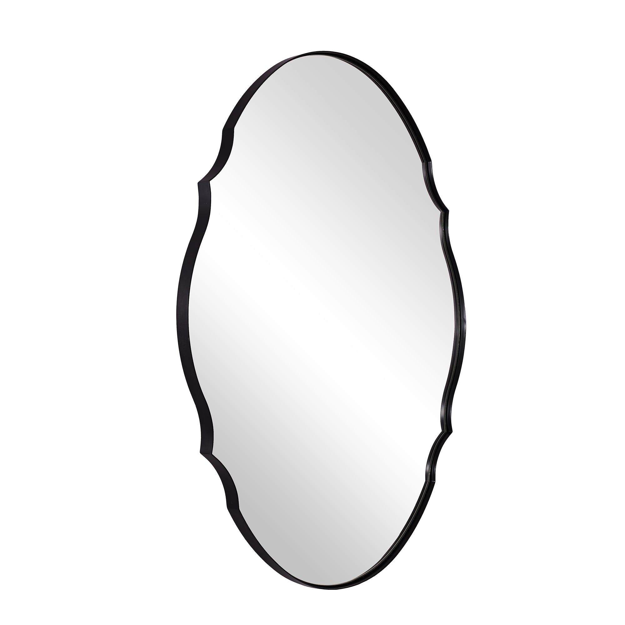 Contemporary Oval Scalloped Wall Mirror Irregular Bathroom Vanity Mirror| Stainless Steel Frame