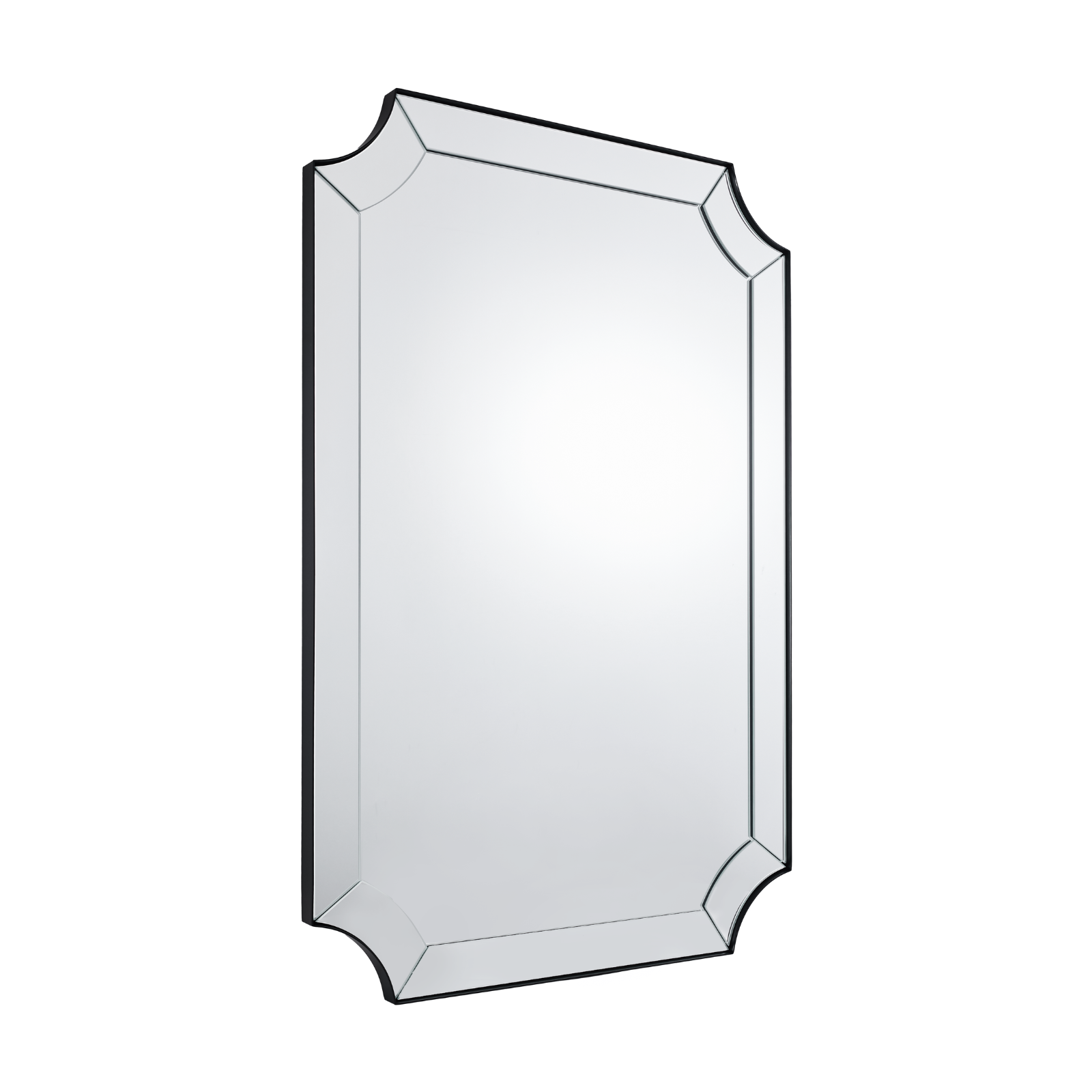 Minuette Glass Tiles Edge Scalloped Bathroom Vanity Mirrors | Stainless Steel Frame