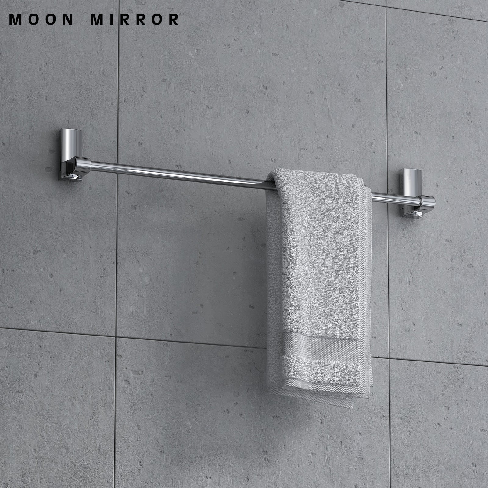 MOON MIRROR 304 Stainless Steel Thicken Towel Rack Chrome Bathroom Towel Bar Wall Mount