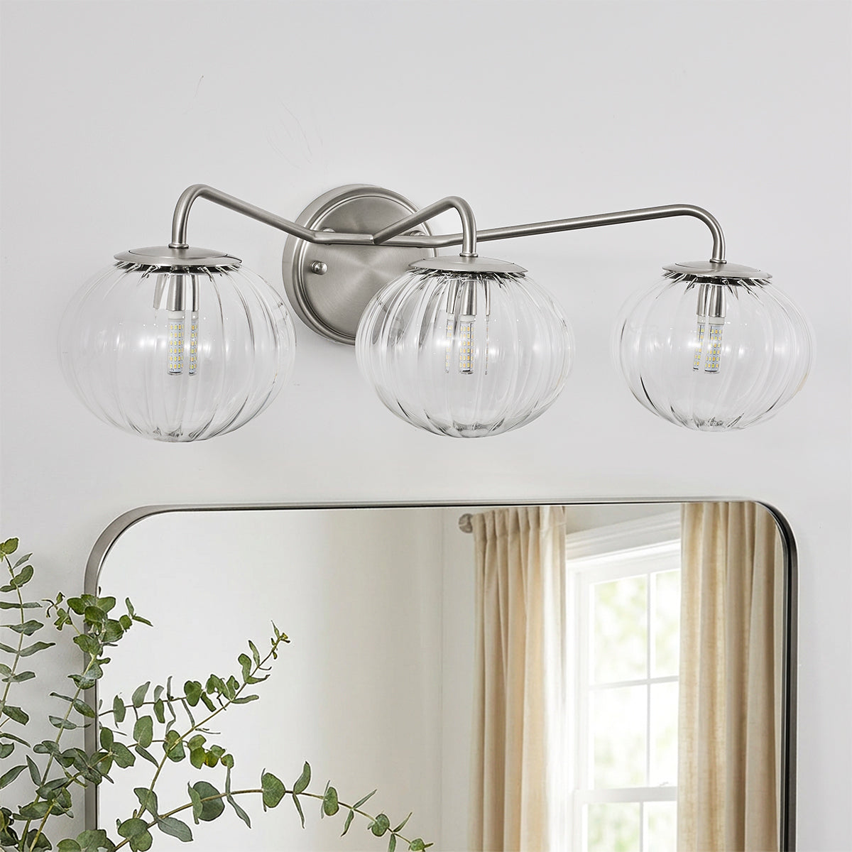 Contemporary Pumpkin Clear Glass Shade Bathroom Vanity Light