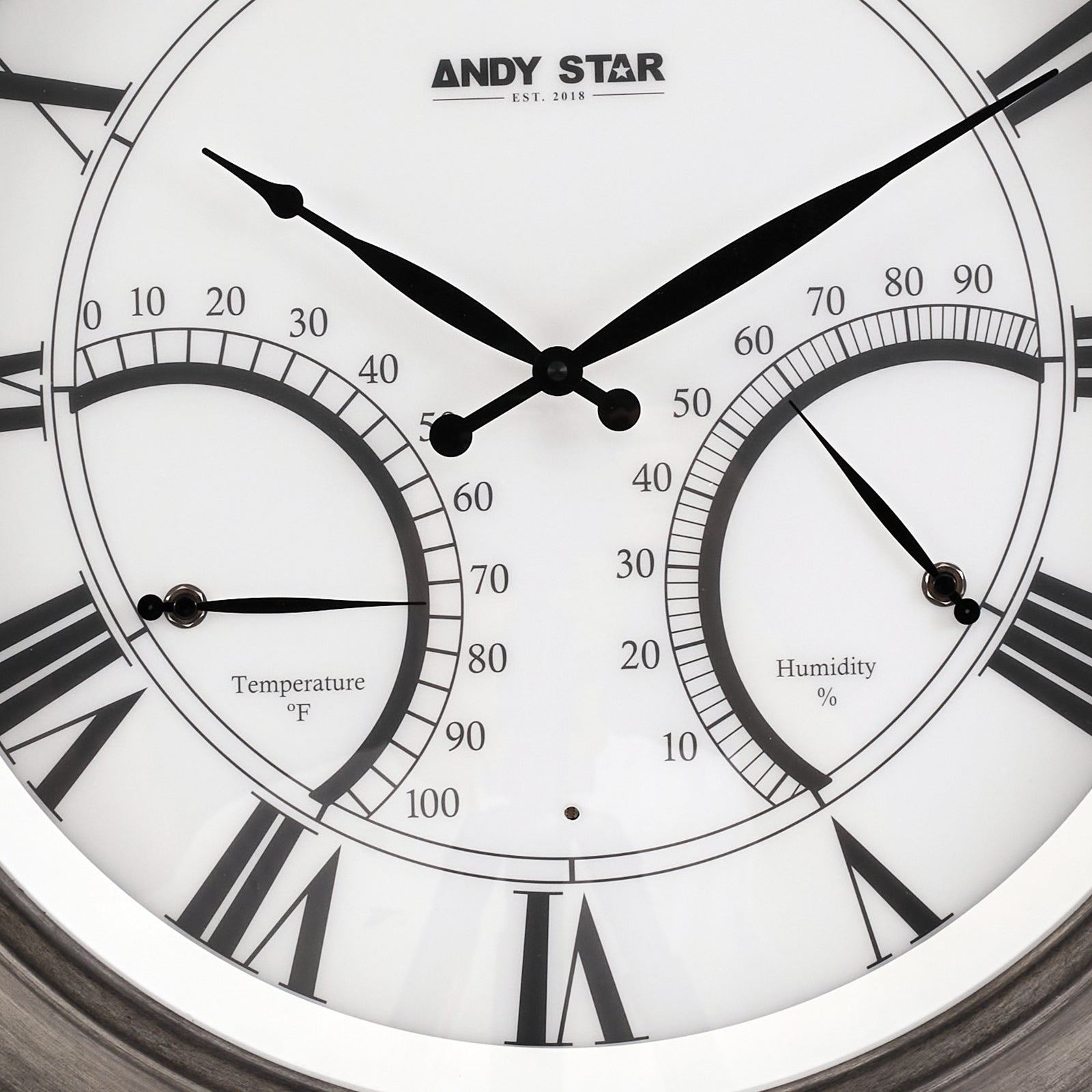 Oak Large Outdoor Wall Clock with Thermometer Waterproof Illuminated,24 Inch