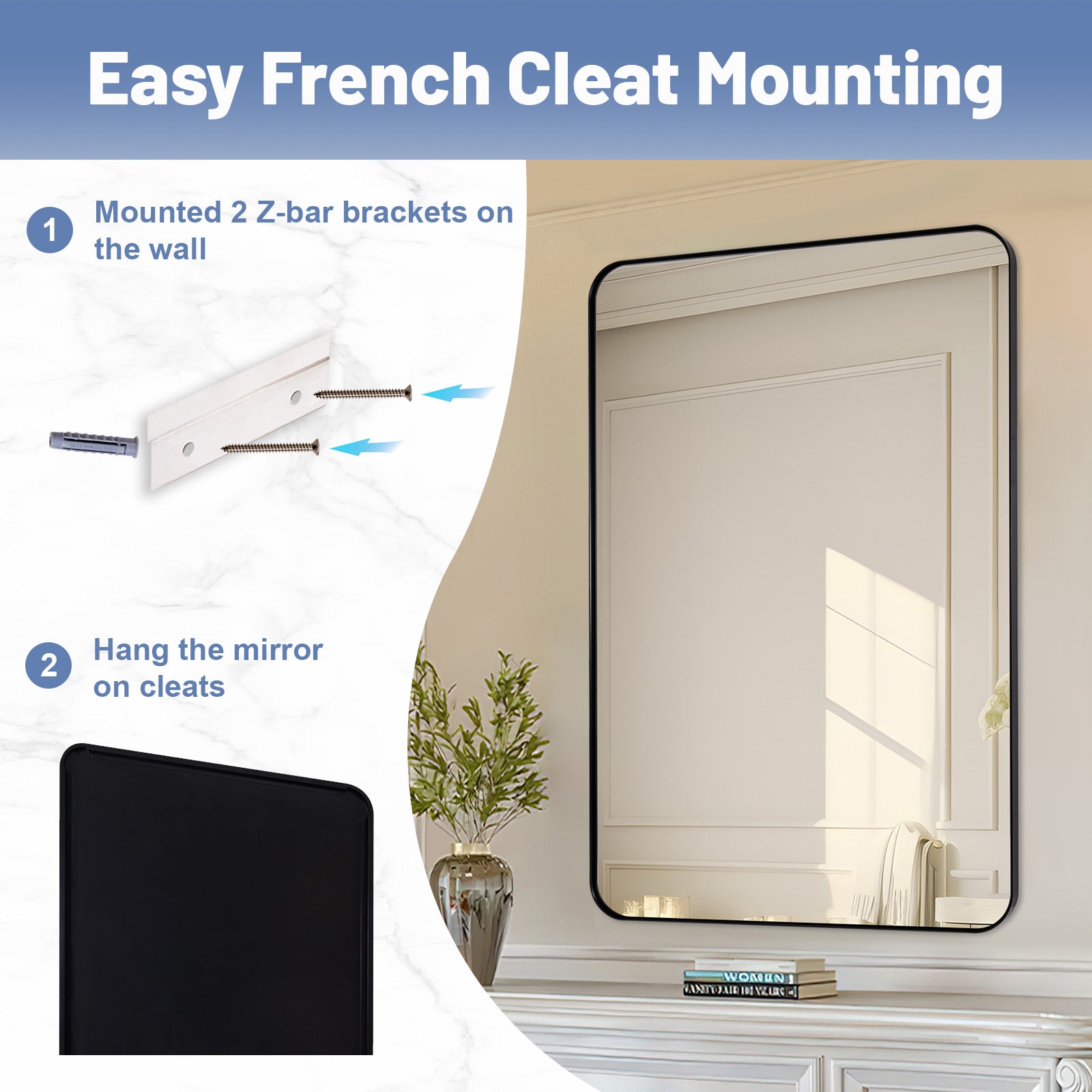 Minimalist Modern Rounded Rectangular Bathroom Mirrors