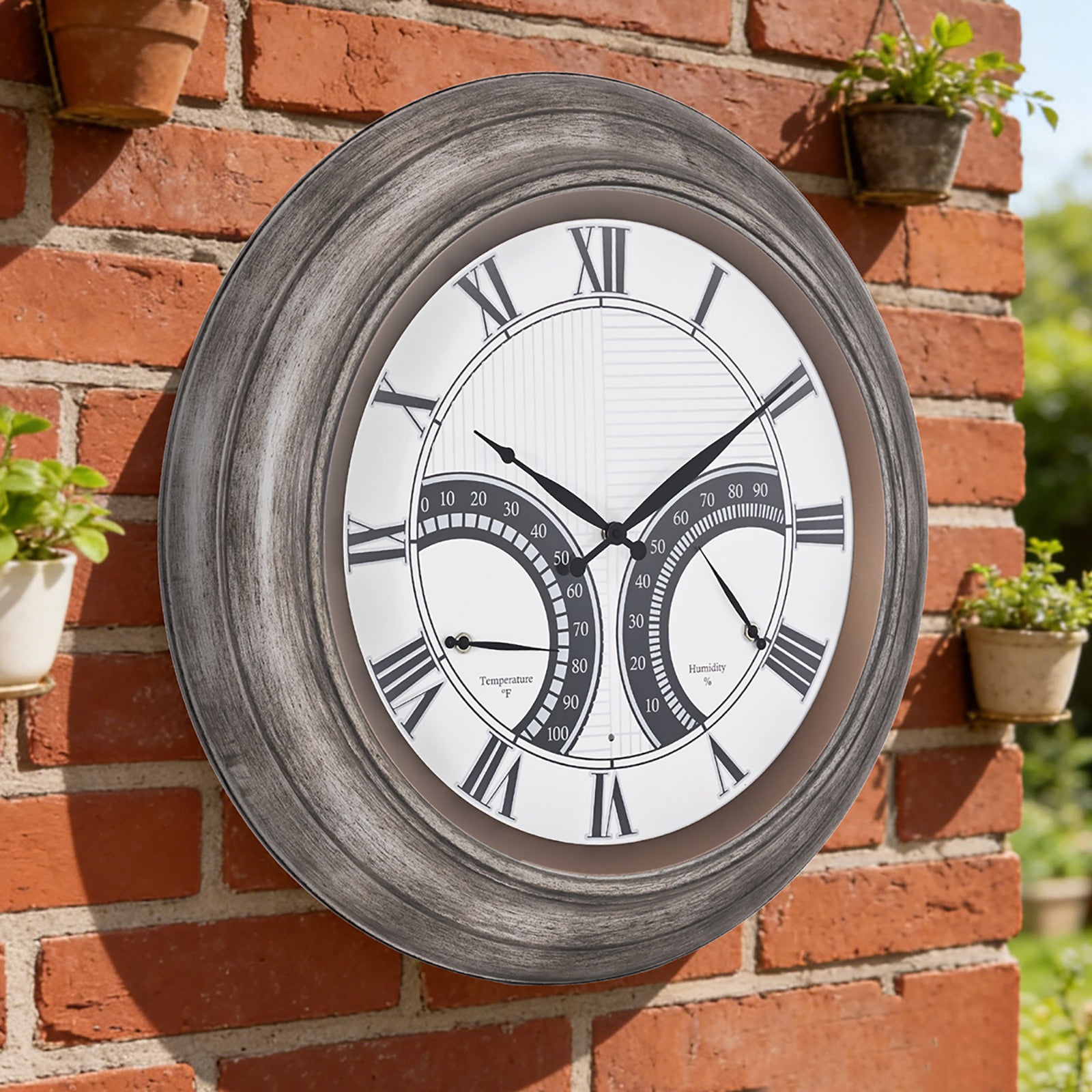 Contemporary 24 Inch Large Outdoor Wall Clock Waterproof Illuminated Clock,Stripe Dial