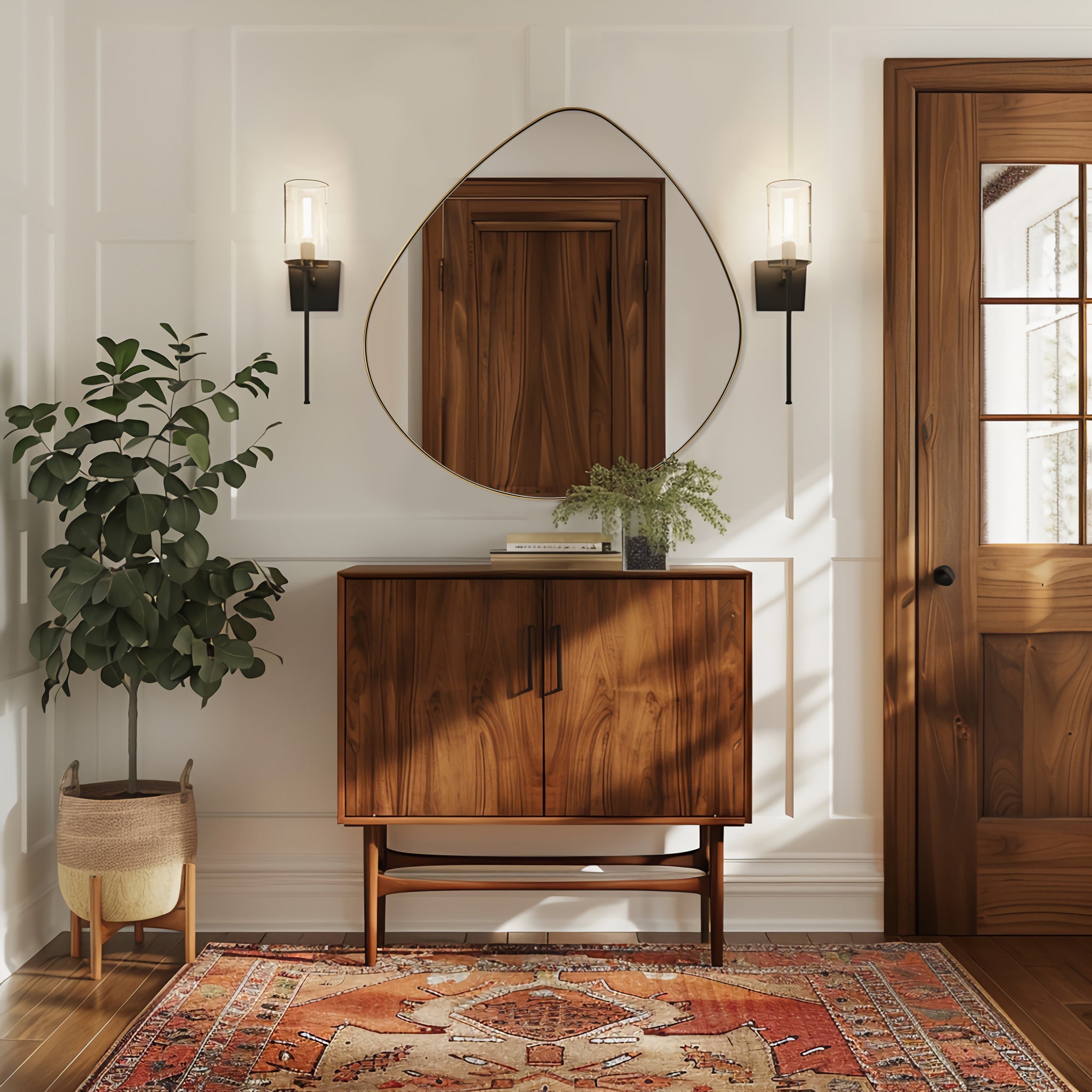 Asymmetrical Teardrop Mirror Irregular Bathroom Mirrors Gold |Stainless Steel Frame