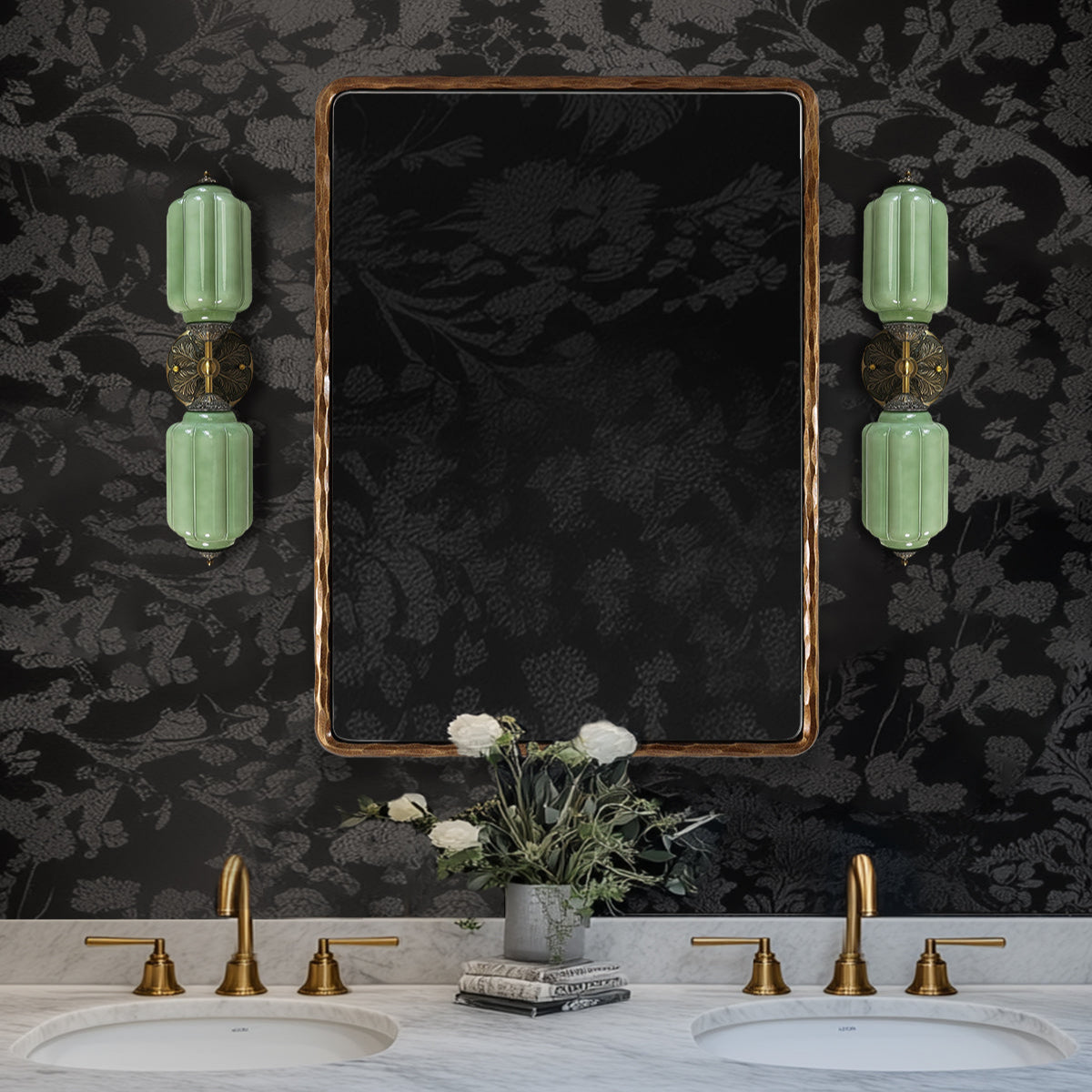 Antique Hand Hammer Frame Forged Iron Rectangle Wall Mirrors Wrought Iron Mirror