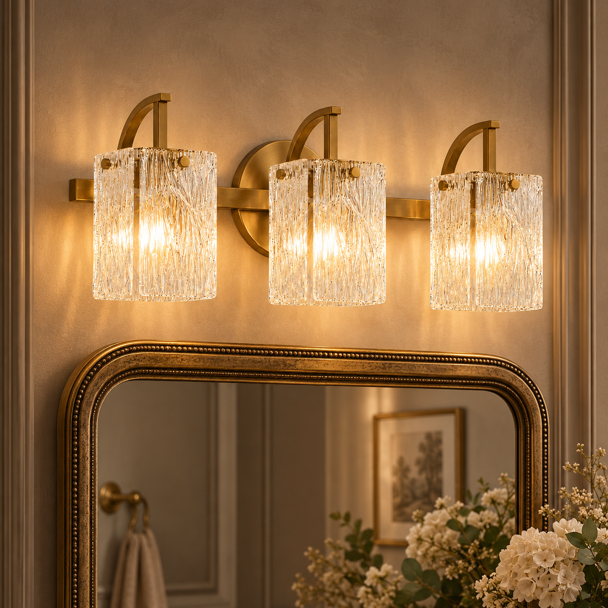 Luxury Textured Glass Shade Bathroom Vanity Light
