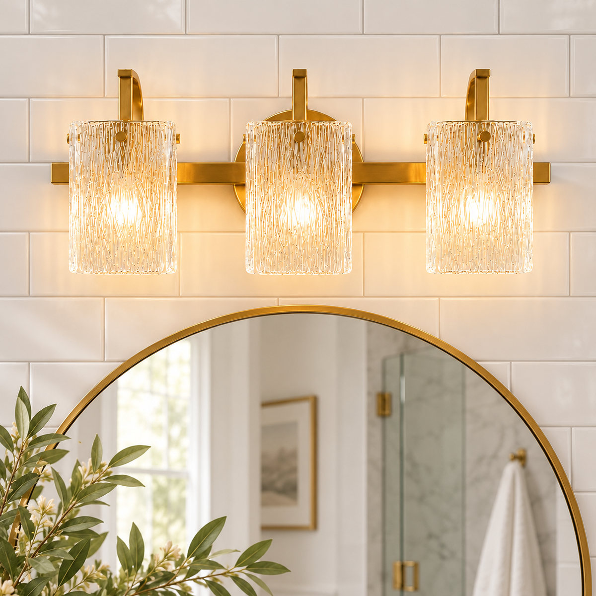 Luxury Textured Glass Shade Bathroom Vanity Light