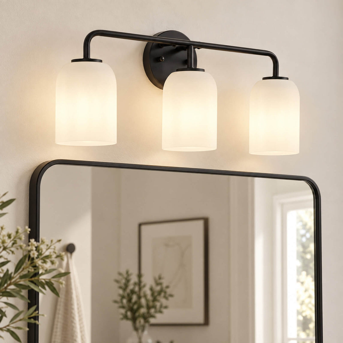 Modern Milk Glass Shade Bathroom Vanity Light