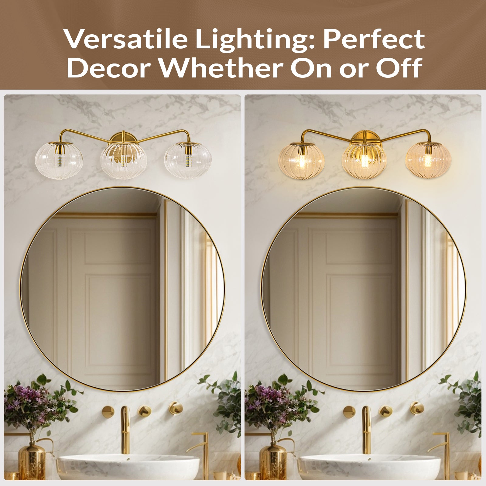 Contemporary Pumpkin Clear Glass Shades Bathroom Wall Sconce