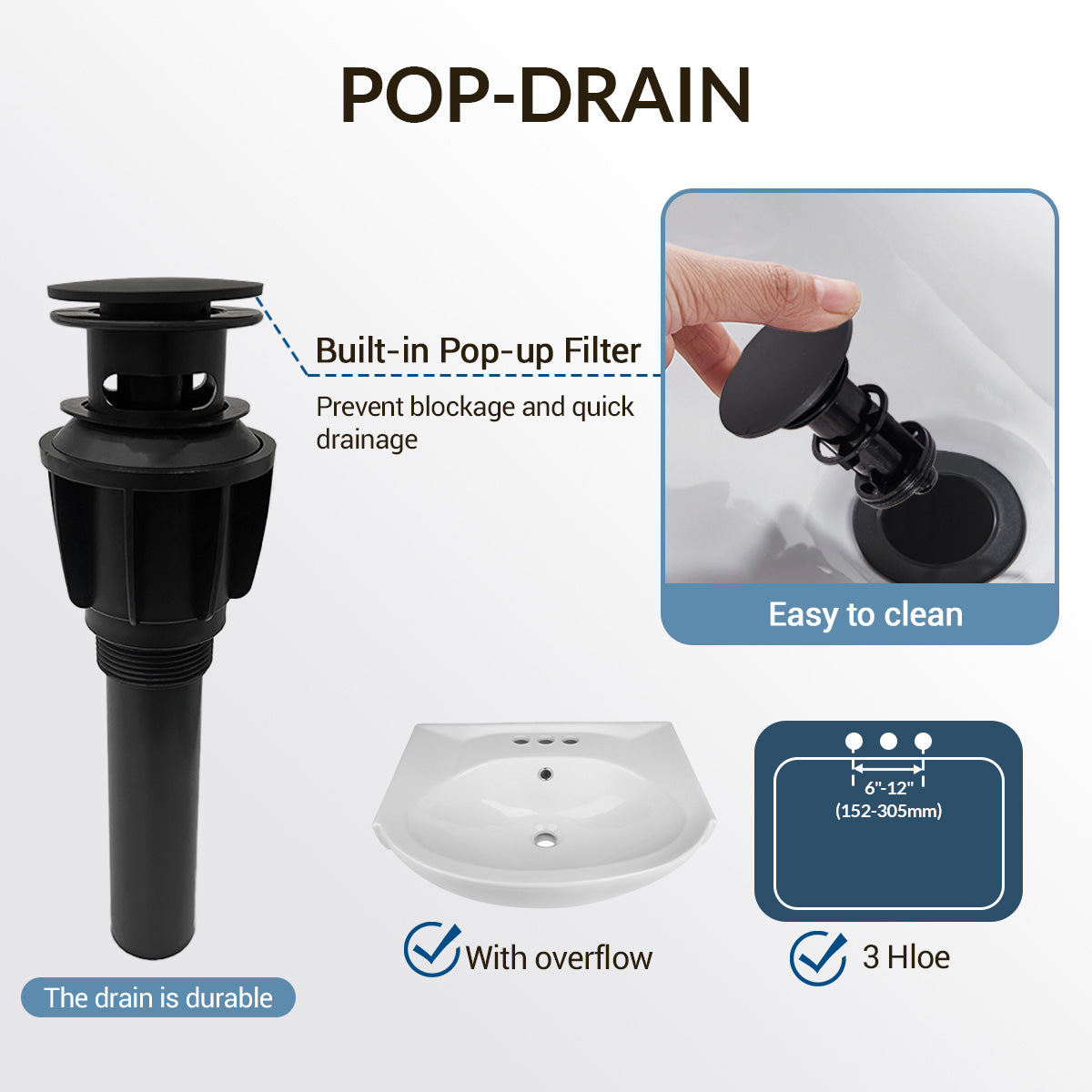 ANDY STAR Bathroom Faucet 3 Hole, 360 Degree Swivel Spout Bathroom Sink Faucet with 2 Level Handle of Hot&Cold Water Control