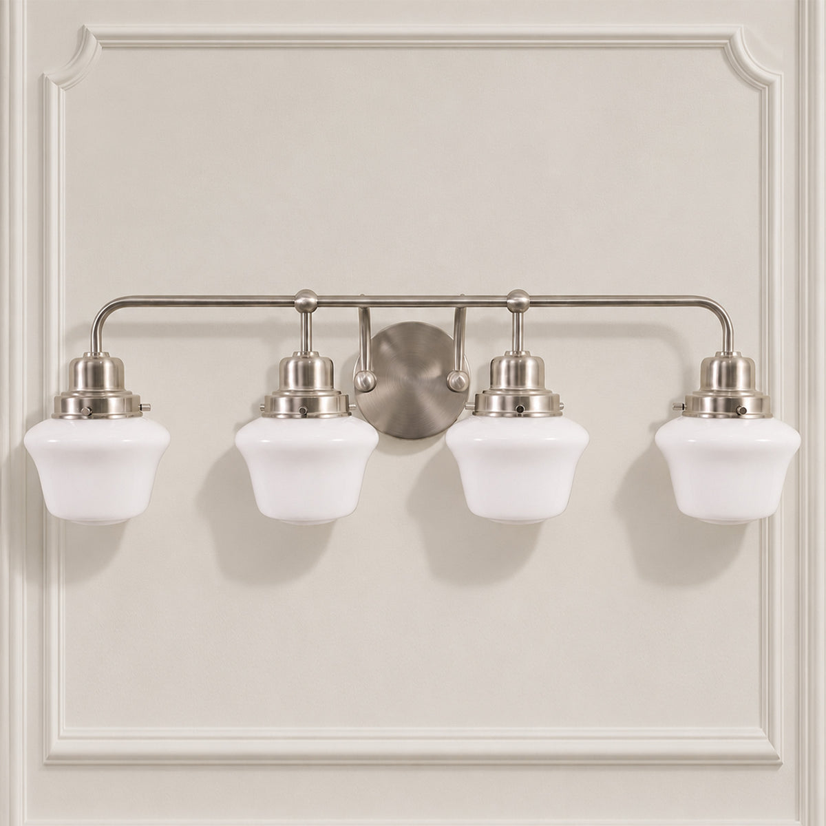Traditional Schoolhouse Opal Glass Shade Bathroom Vanity Light