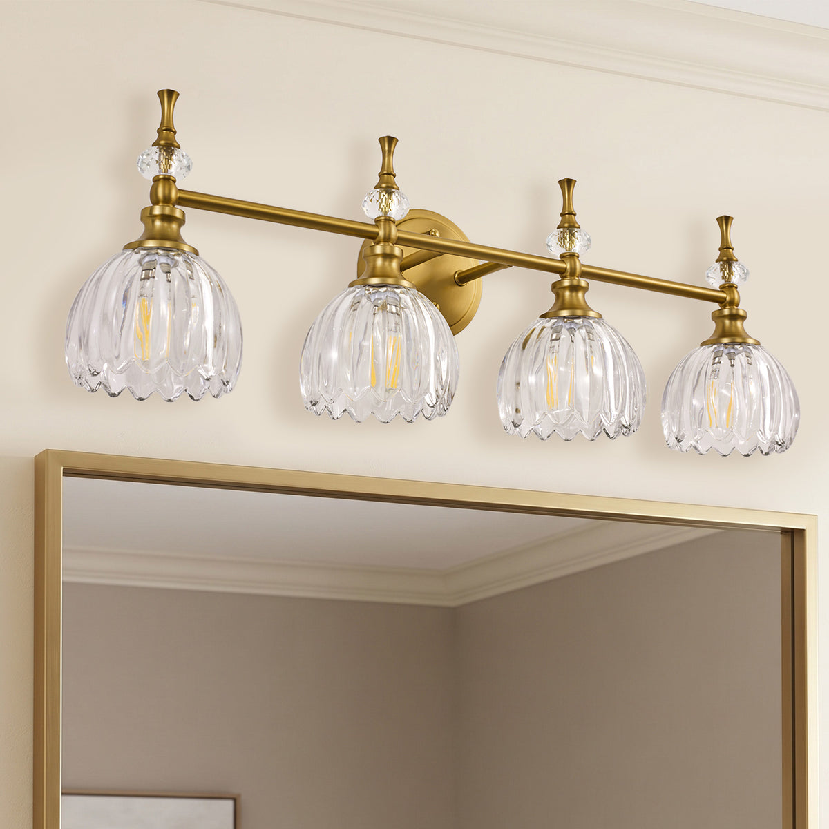 Contemporary Bathroom Vanity Light Fixtures with Tulip Glass Shade Sconces for Bath,Bedroom, Hallway