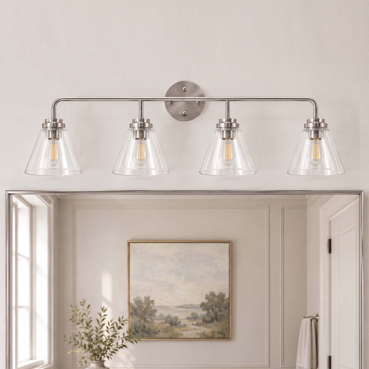 Modern Clear Cone Glass Shade Bathroom Vanity Light