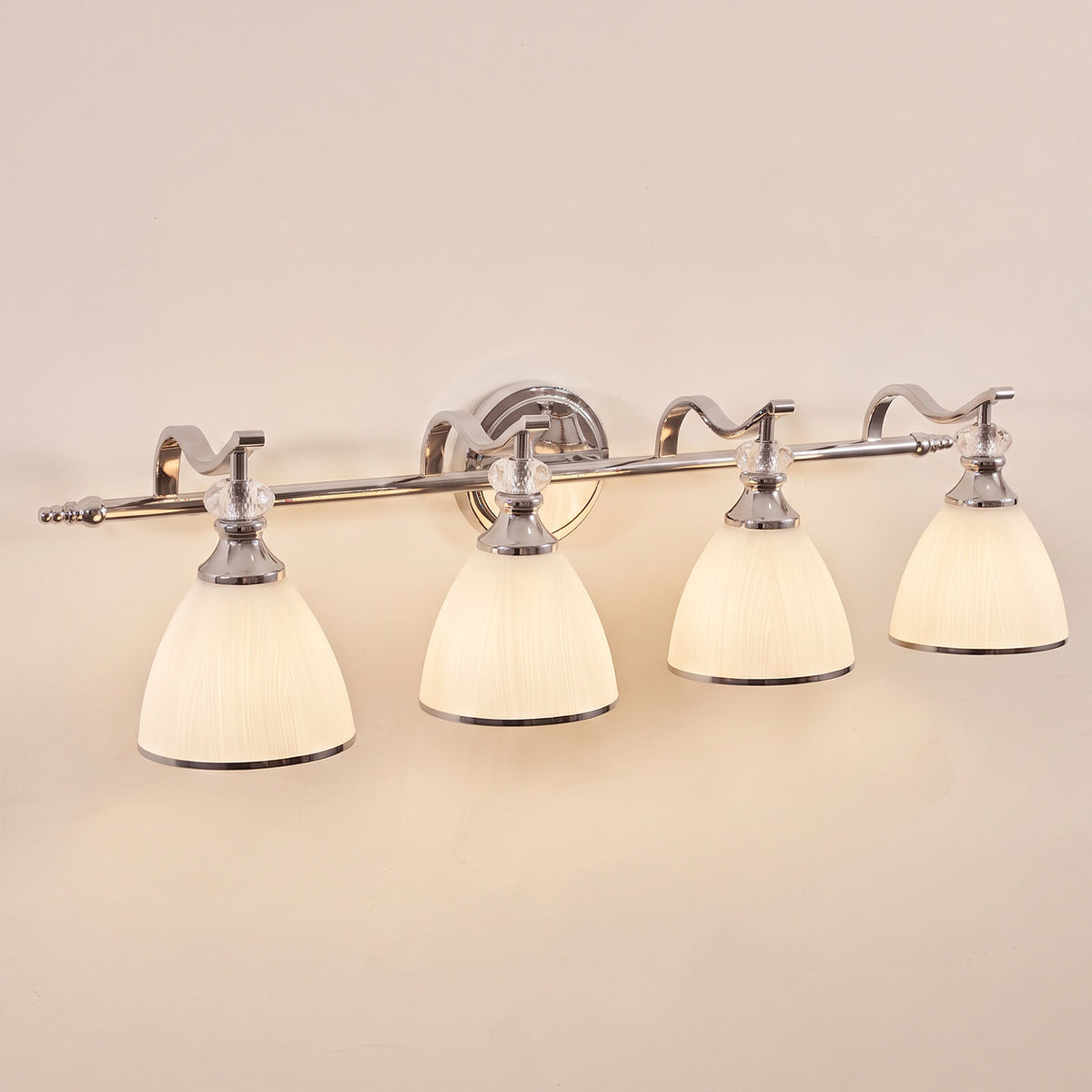 Vintage Frosted Trumpet Glass Shade Bathroom Vanity Light