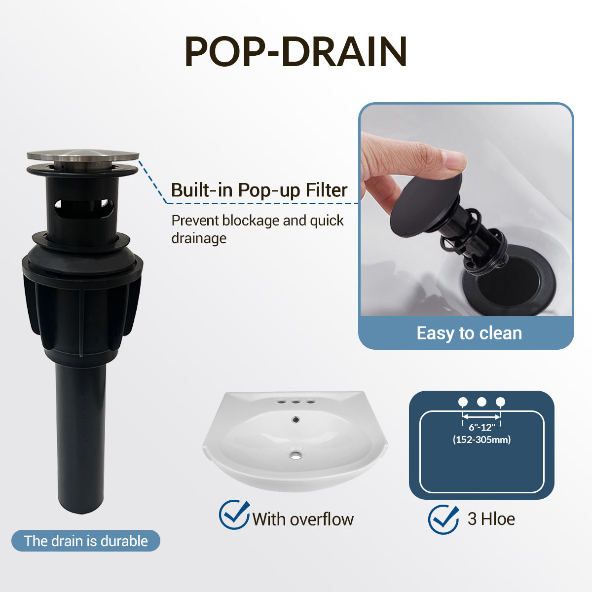 ANDY STAR Bathroom Faucet 3 Hole, 360 Degree Swivel Spout Bathroom Sink Faucet with 2 Level Handle of Hot&Cold Water Control