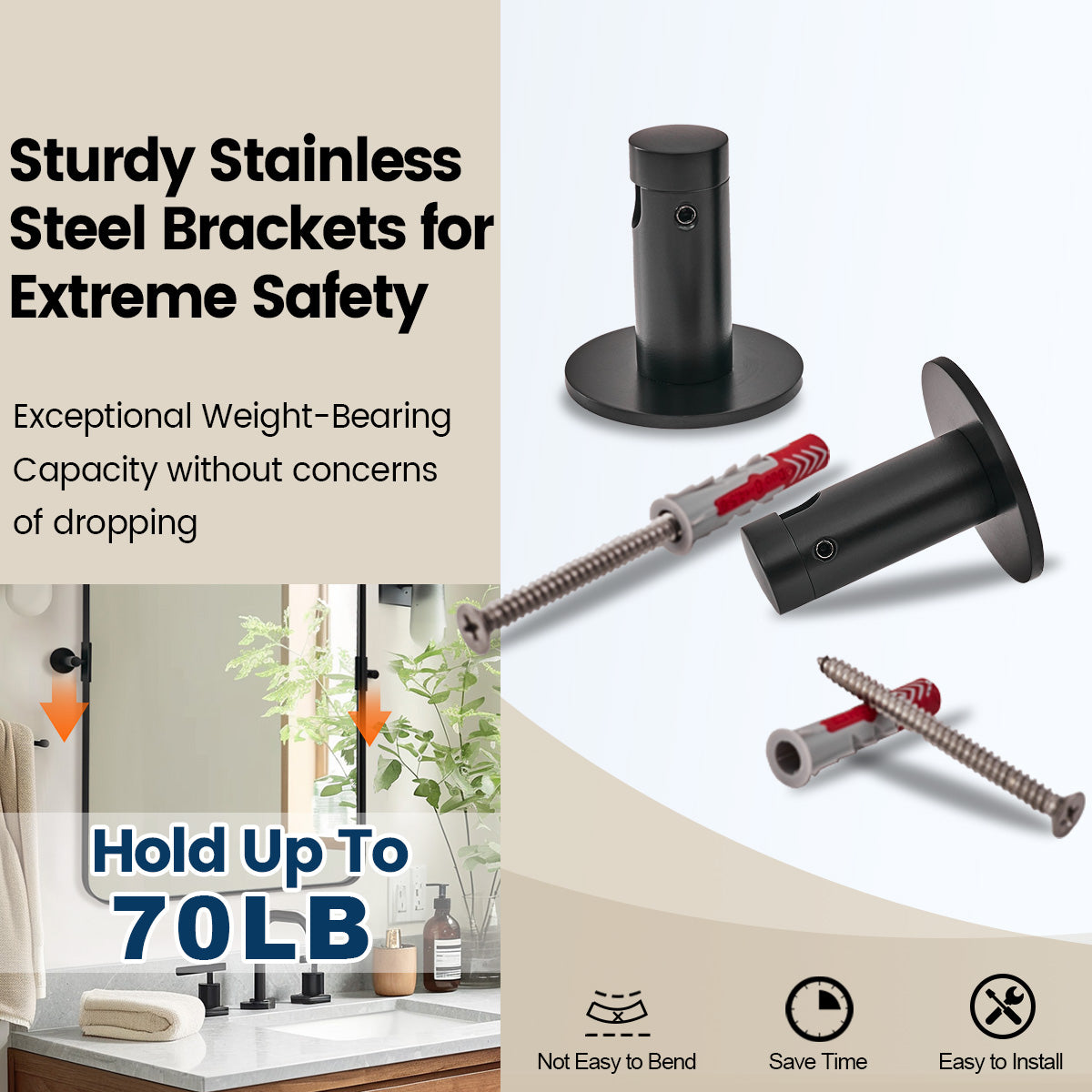 Open Box Like New: Tilting Rectangular Pivot Mirror for Bathroom | Stainless Steel Frame