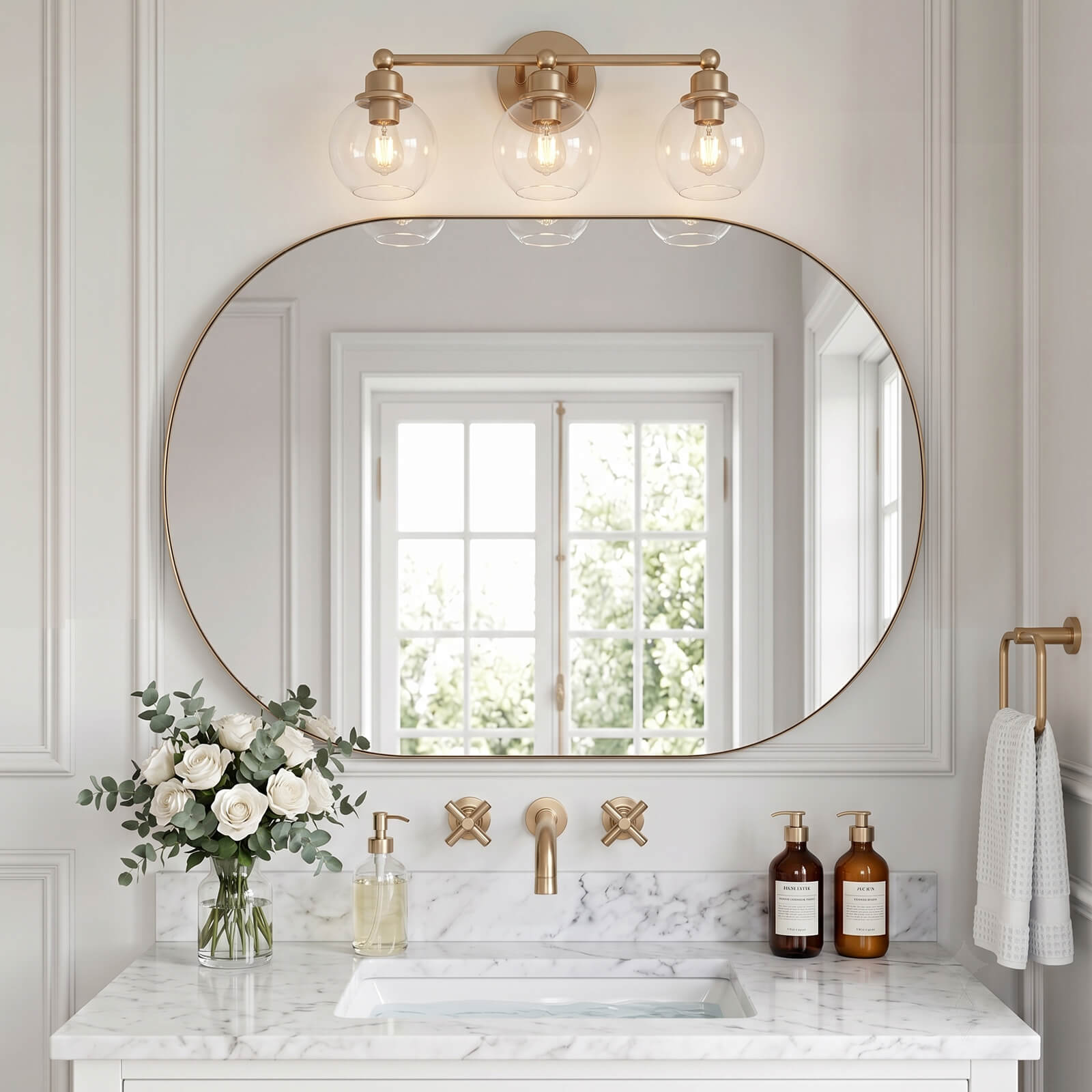 Modern Pill Shaped Capsule Wall Mirrors Long Oval Bathroom Vanity Mirror | Stainless Steel Frame
