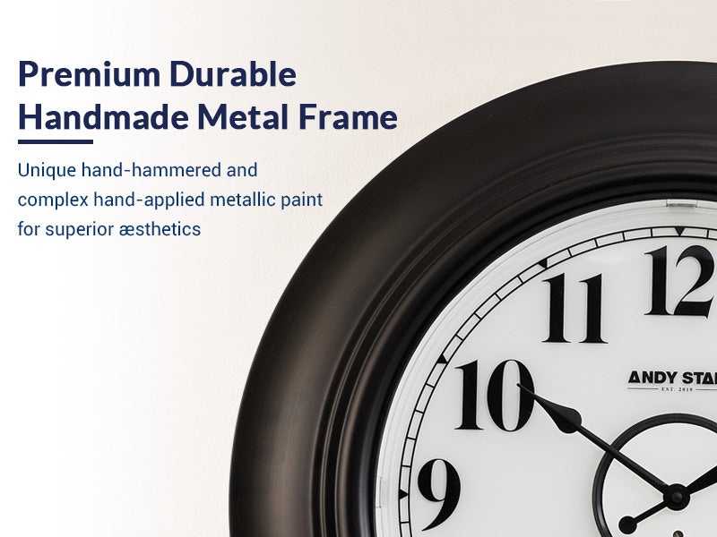 Contemporary Outdoor Clock with Thermometer Waterproof, 21 inch Black