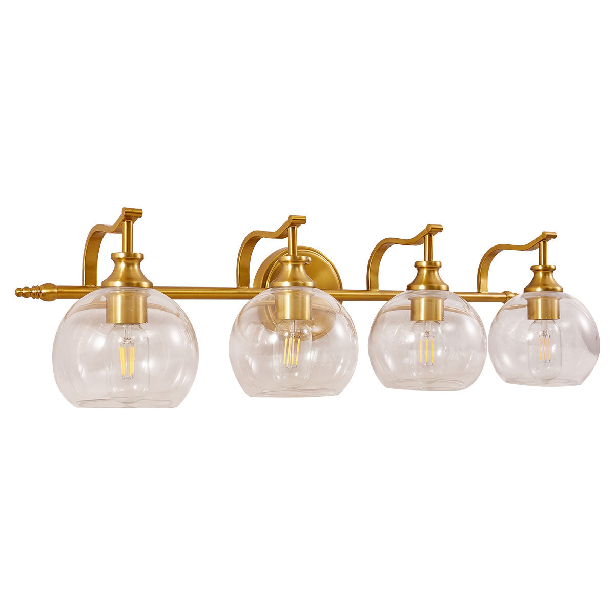 Modern Clear Globe Glass Shade Metal Crank Frame Bathroom Sconces