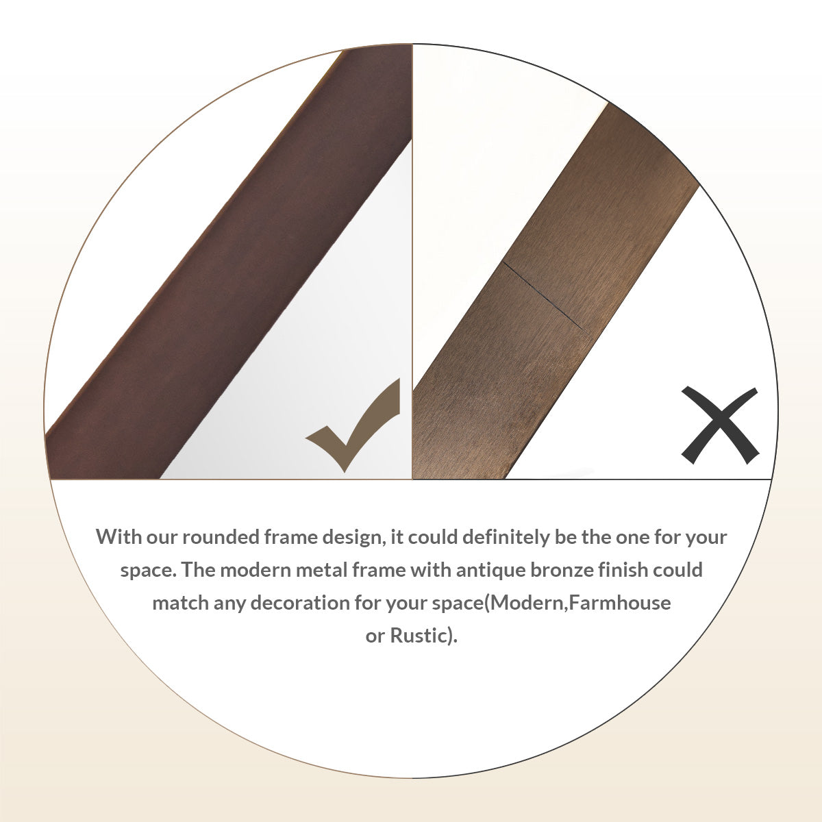 Open Box Like New : Modern Rounded Rectangle Mirror for Bathroom/ Vanity/ Wall | Stainless Steel Frame