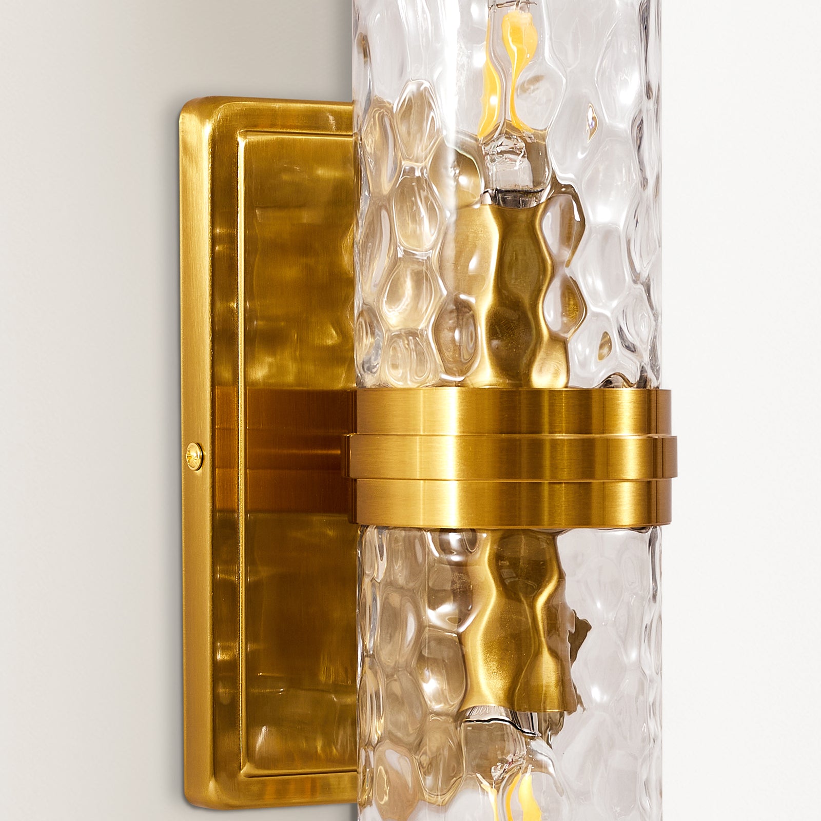 Elegant Hammer Glass Double-Cylinder Shade Wall Sconce Bathroom Light Fixture