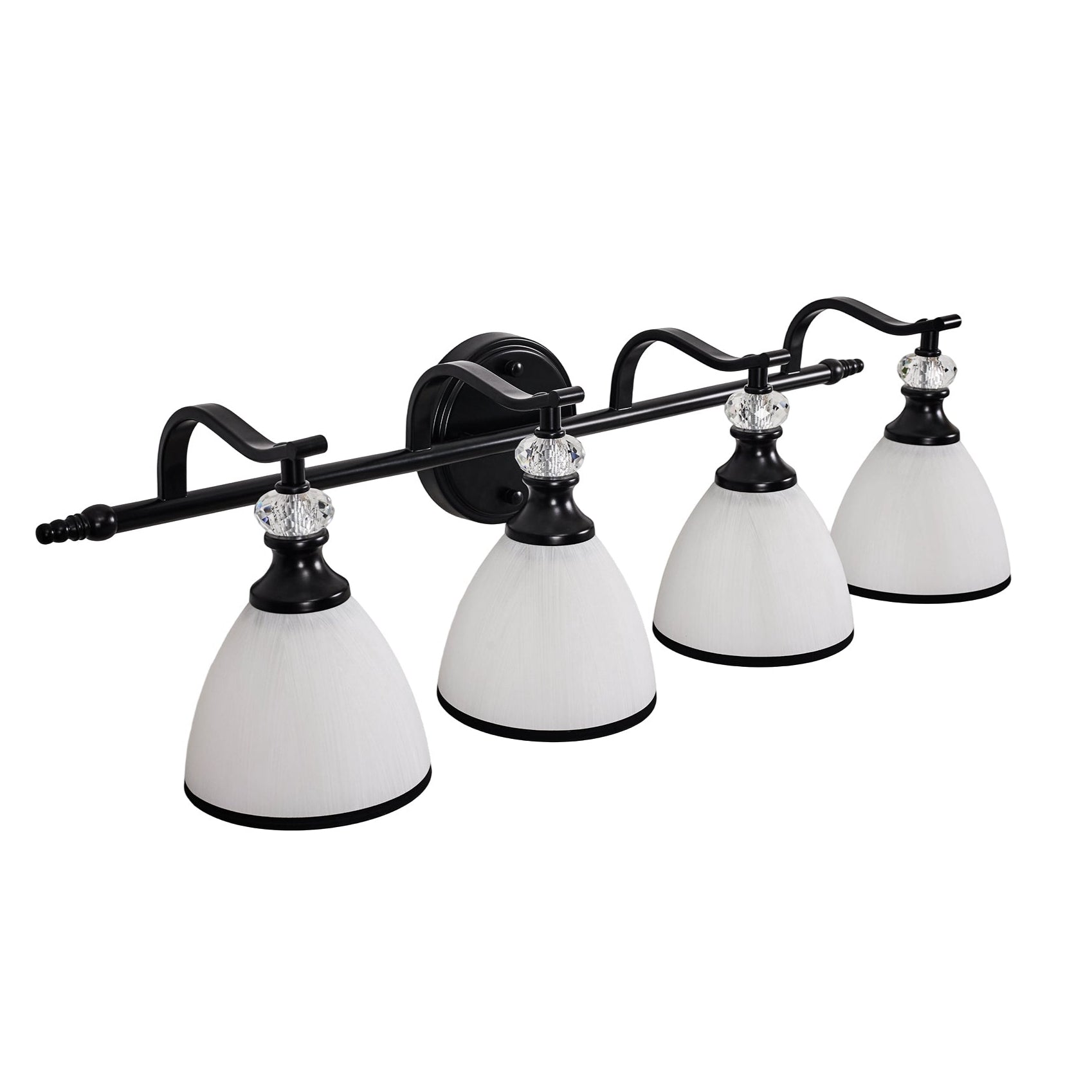 Artistical Metal Crank Frame White Frosted Trumpet Shade Bathroom Sconces