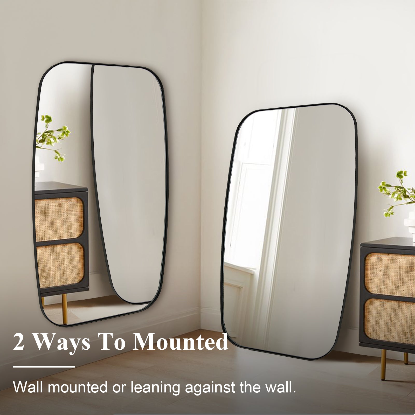 Modern Oblong Long-Oval Full Length Mirrors | Stainless Steel Frame