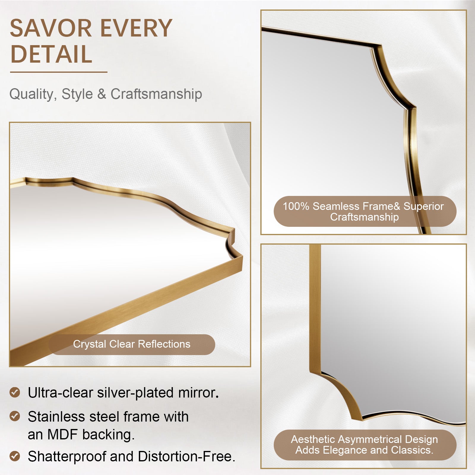 Open Box Like New: Contemporary Scalloped Rectangle Wall Mirror