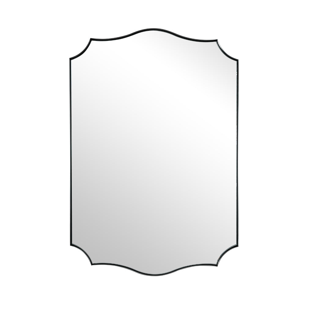 Contemporary Scalloped Rectangle Wall Mirror | Stainless Steel Frame