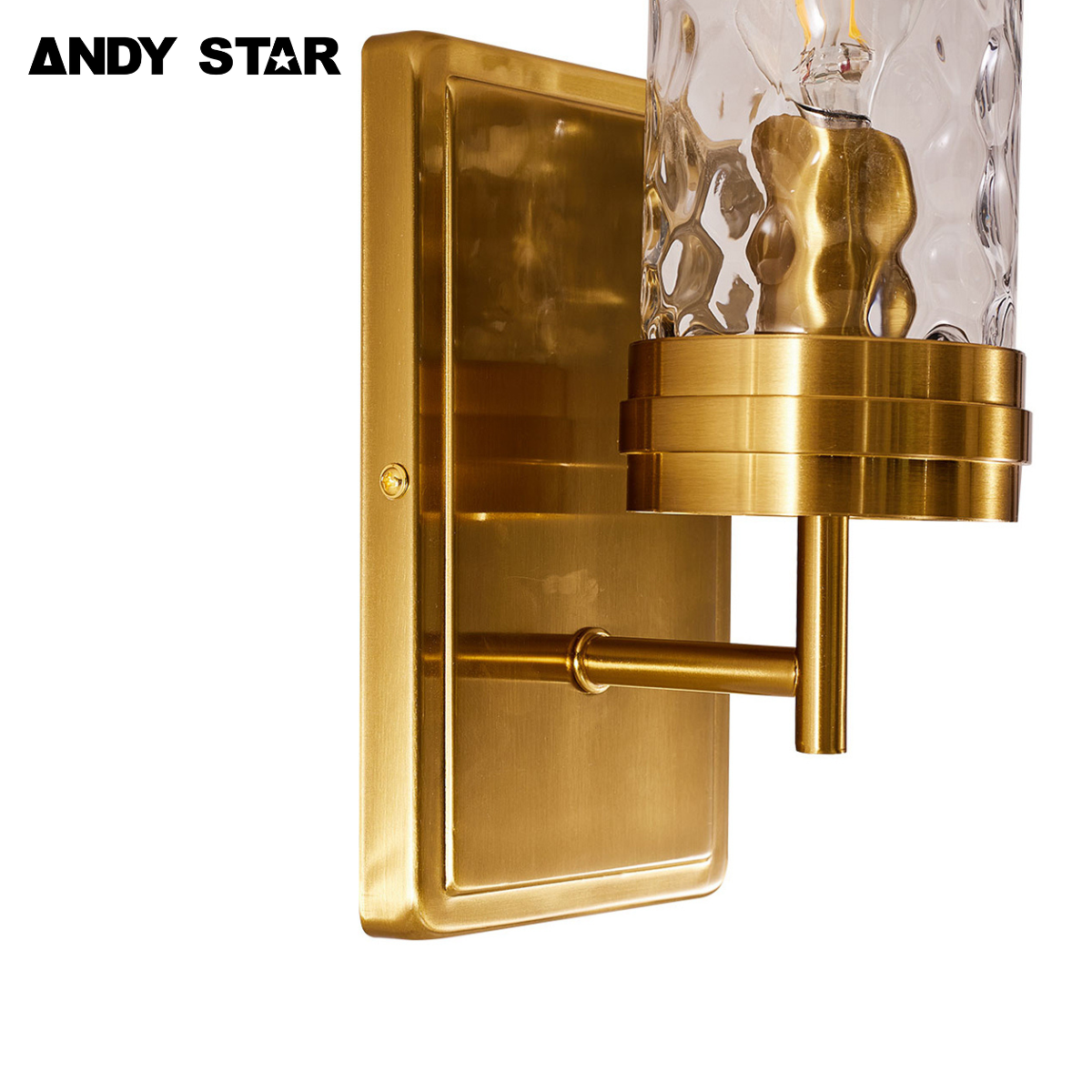 ANDY STAR Modern 1-Light Bathroom Vanity Light Fixtures,Single Wall Sconce with Hammered Glass Shade for Bathroom Living Room Hallway
