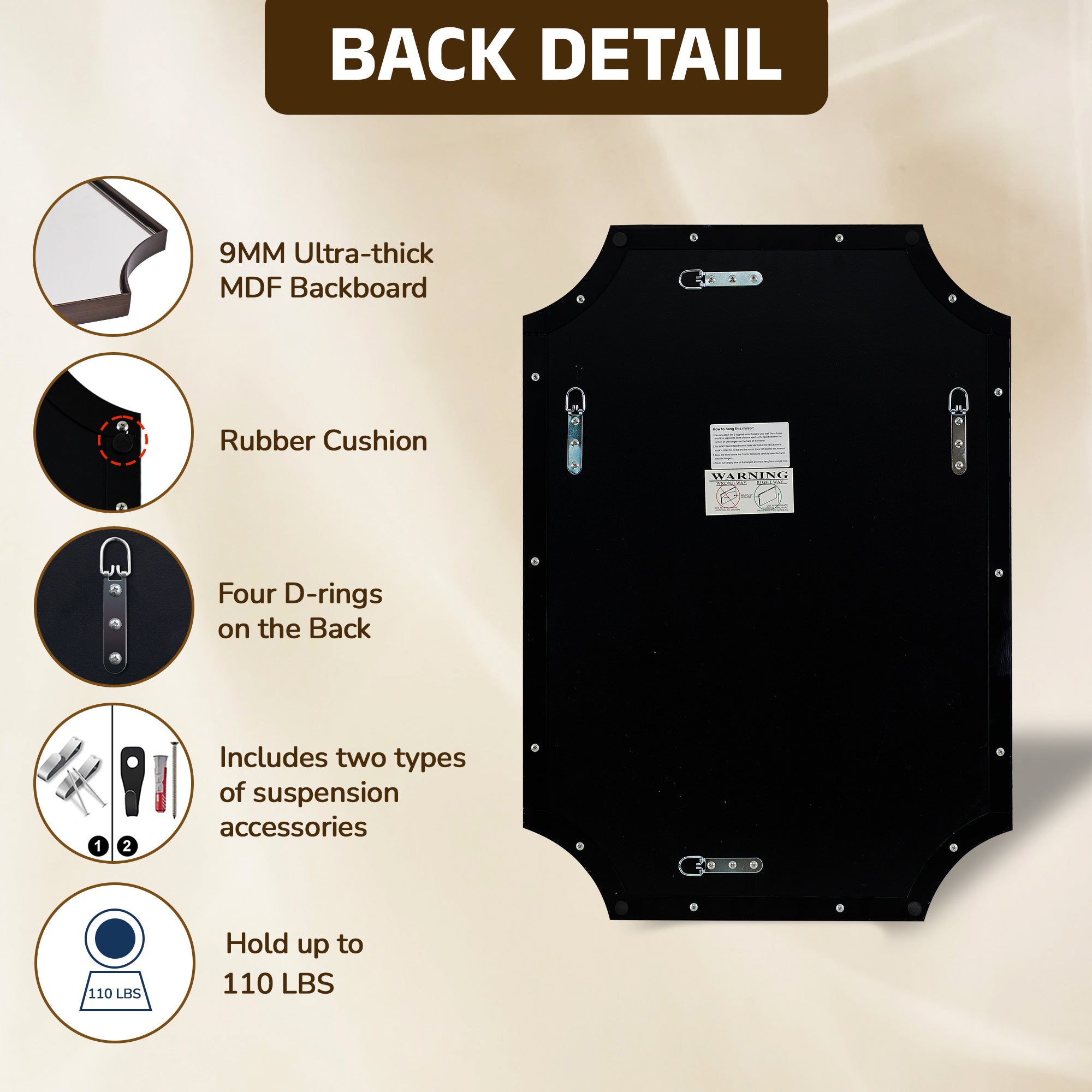 Open Box Like New : Notched Corner Scalloped Rectangle Bathroom Vanity Mirror | Stainless Steel Farme