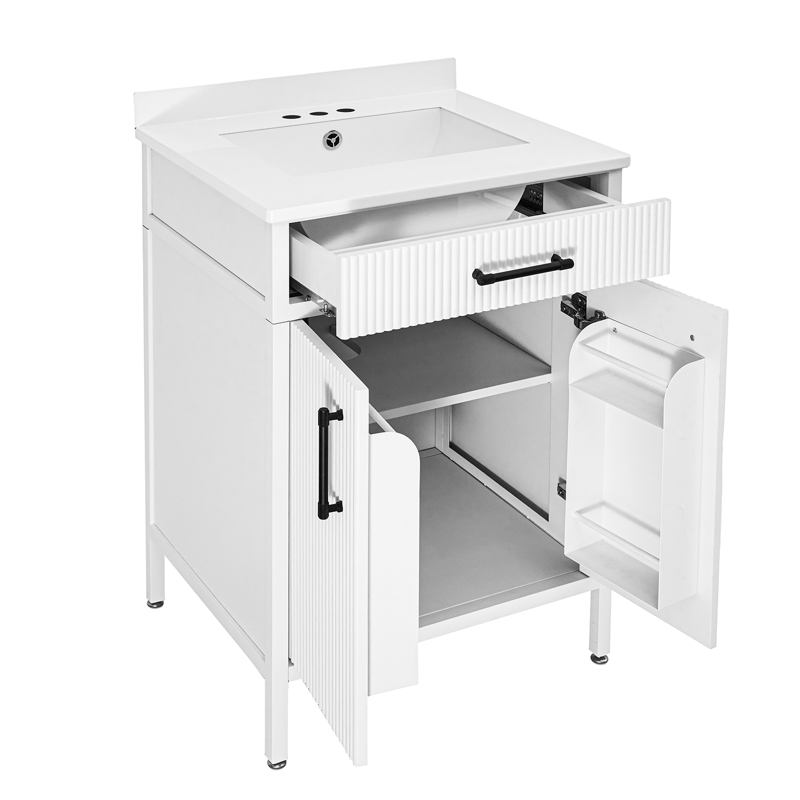Modern Bathroom Vanities with Sink Combo Wave Bathroom Cabinet with Shelf and Drawer