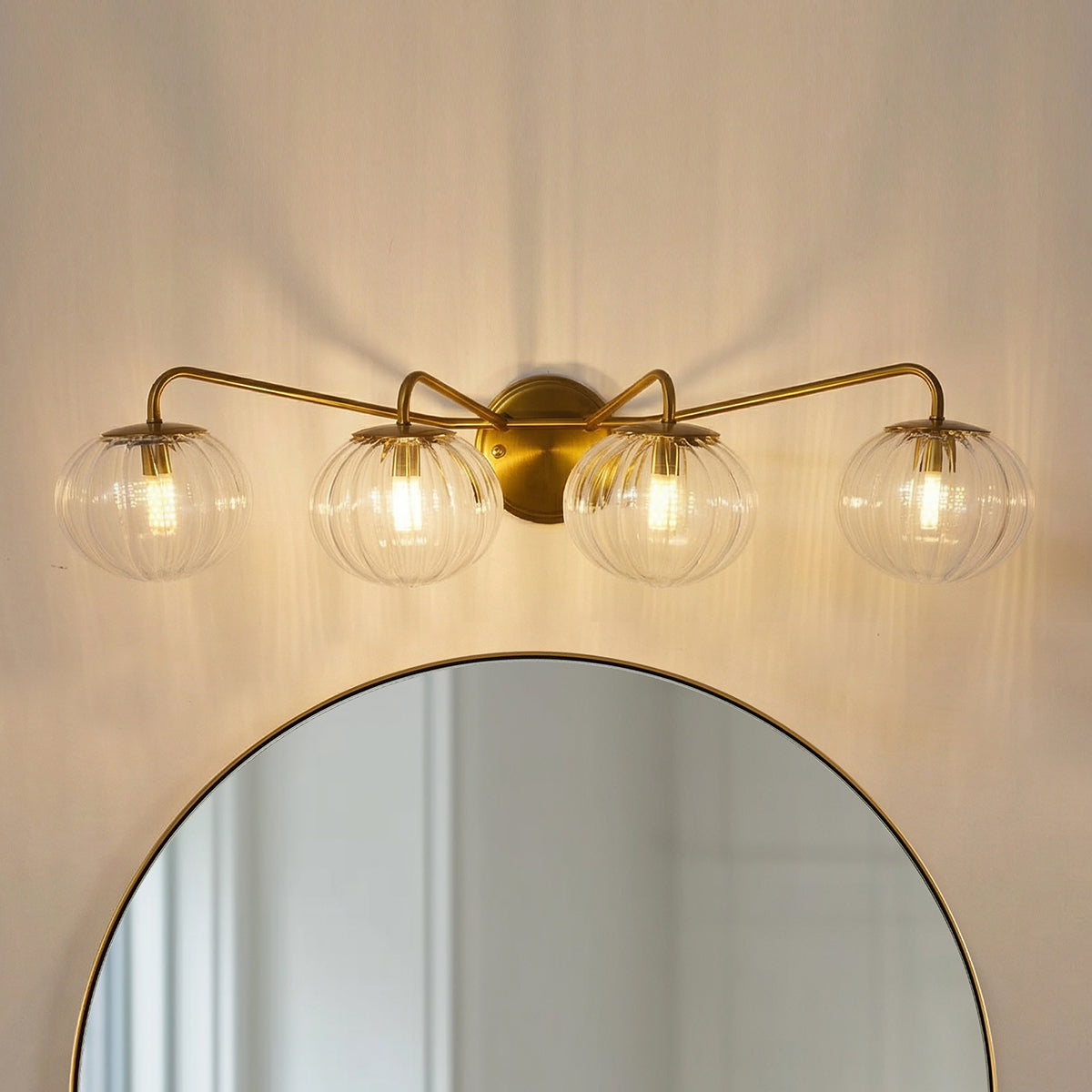 Contemporary Pumpkin Clear Glass Shades Bathroom Wall Sconce