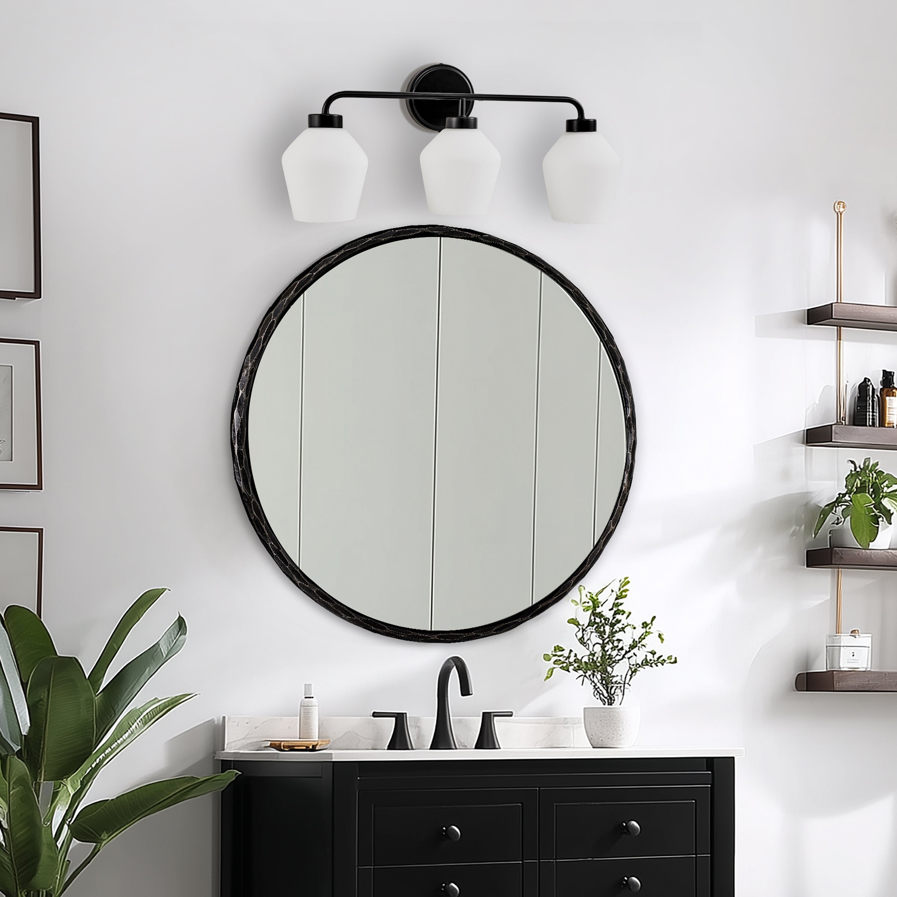 Contemporary Milk White Glass Shade Wall Sconce Bathroom Vanity Light Fixtures