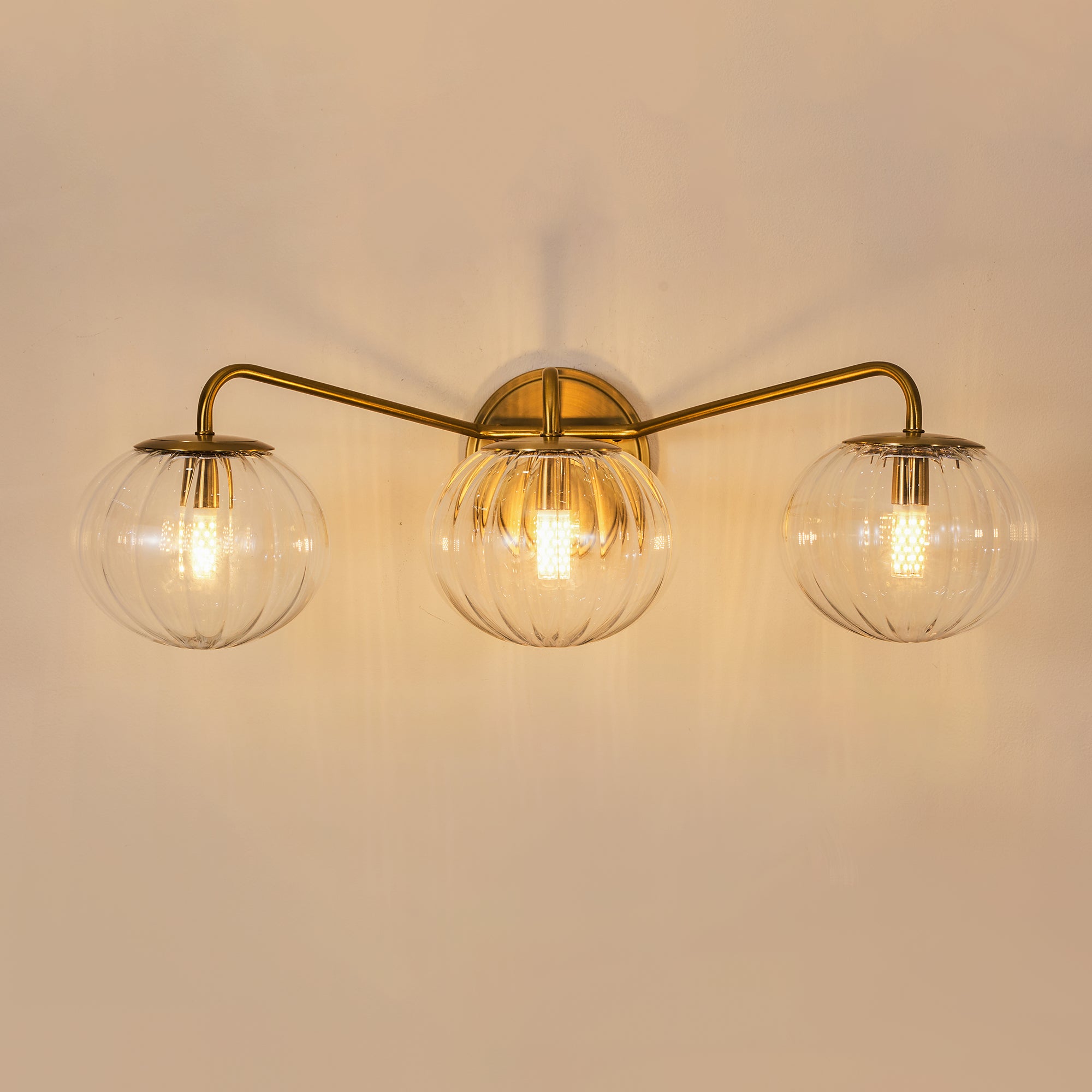 Contemporary Pumpkin Clear Glass Shades Bathroom Wall Sconce