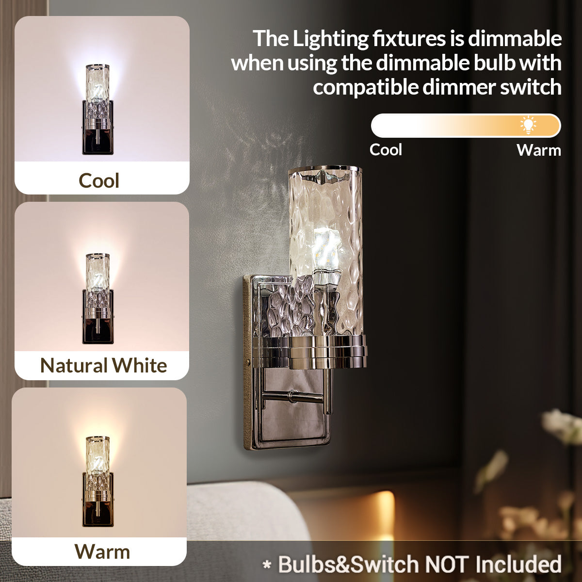Tube Flow Hammer Glass Shade Bathroom Wall Sconces