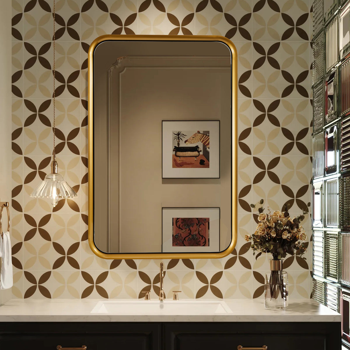 Contemporary Reverse Beveled Metal Frmaed Rectangle Wall Mirrors