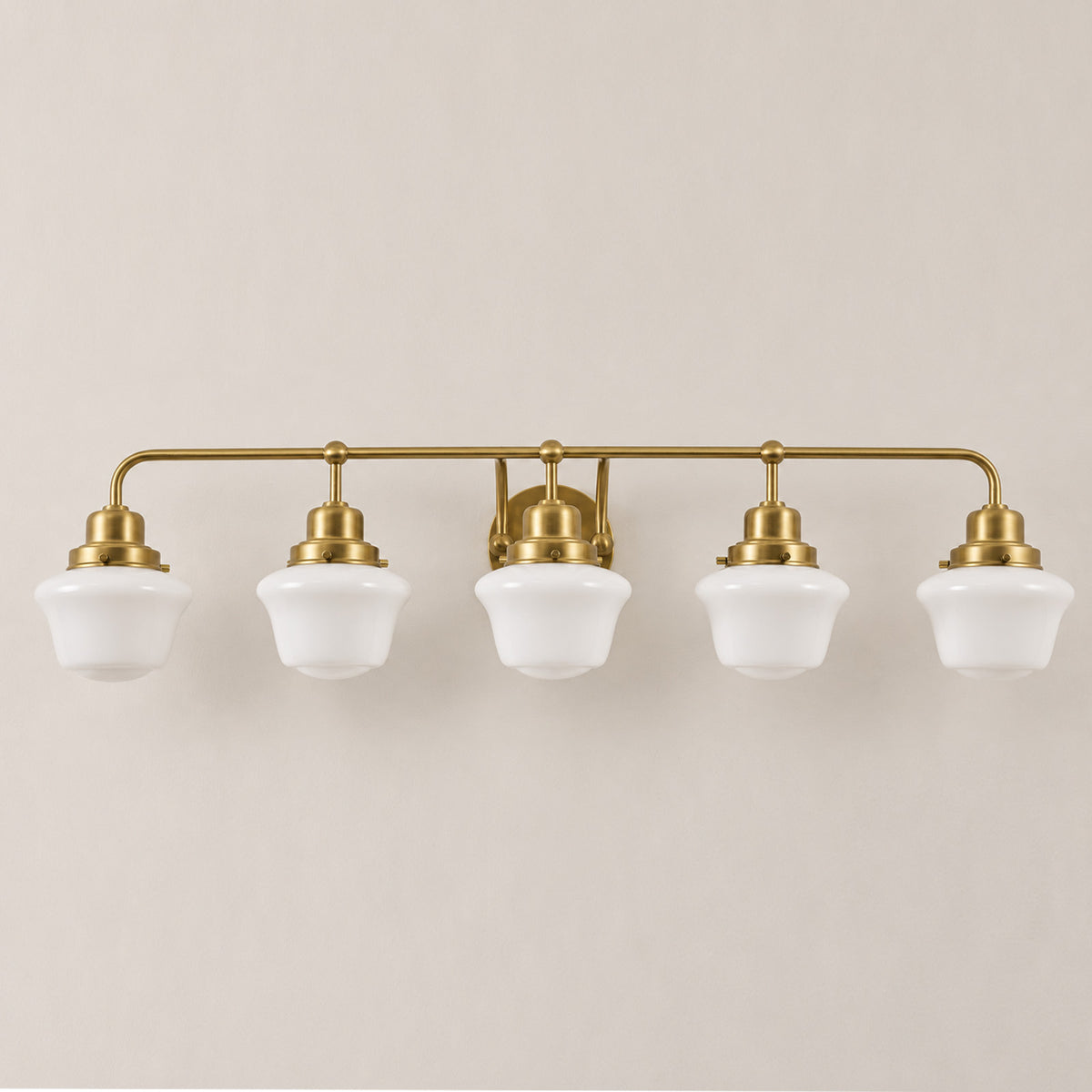 Traditional Schoolhouse Opal Glass Shade Bathroom Vanity Light