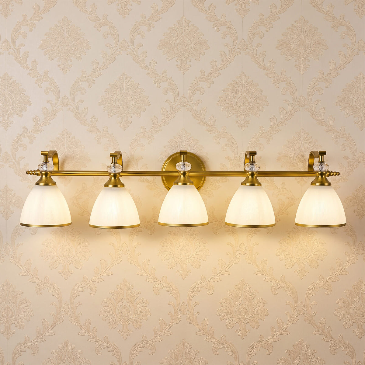 Vintage Frosted Trumpet Glass Shade Bathroom Vanity Light