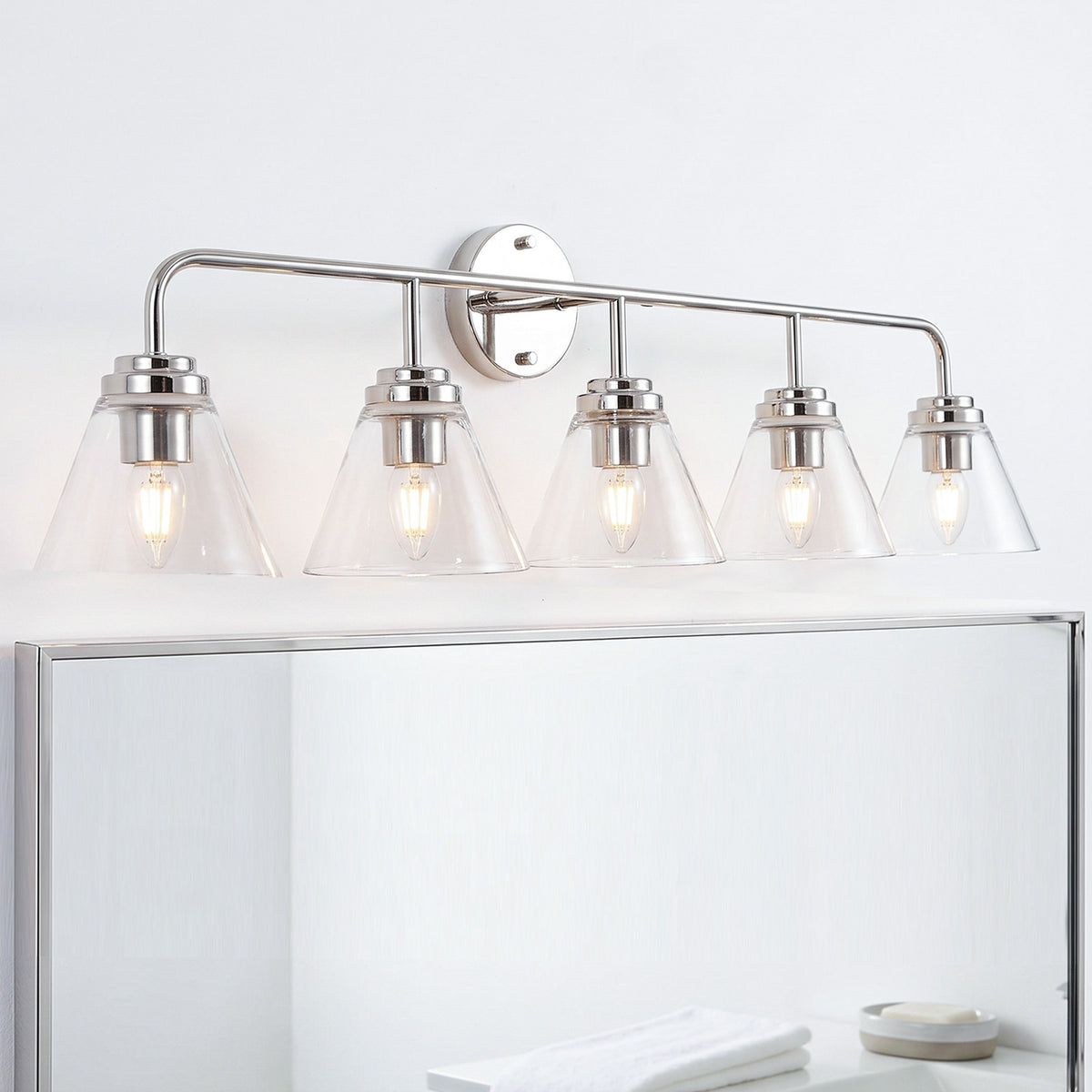 Modern Clear Cone Glass Shade Bathroom Vanity Light