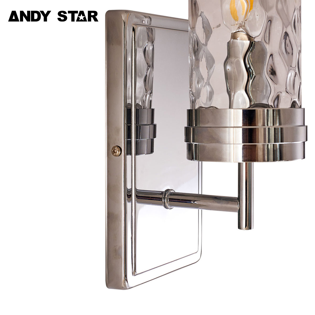 ANDY STAR Modern 1-Light Bathroom Vanity Light Fixtures,Single Wall Sconce with Hammered Glass Shade for Bathroom Living Room Hallway
